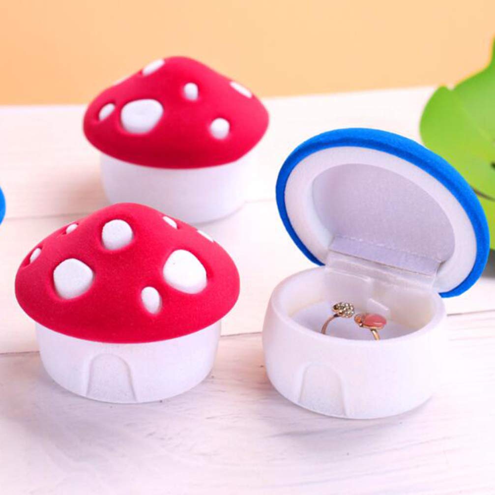 Cabilock Single Ring Jewelry Organizer Box - Mushroom Shaped Ring Holder Case for Necklace & Jewelry Storage - Blue - Perfect for Travel, Gift Giving & Vanity Display