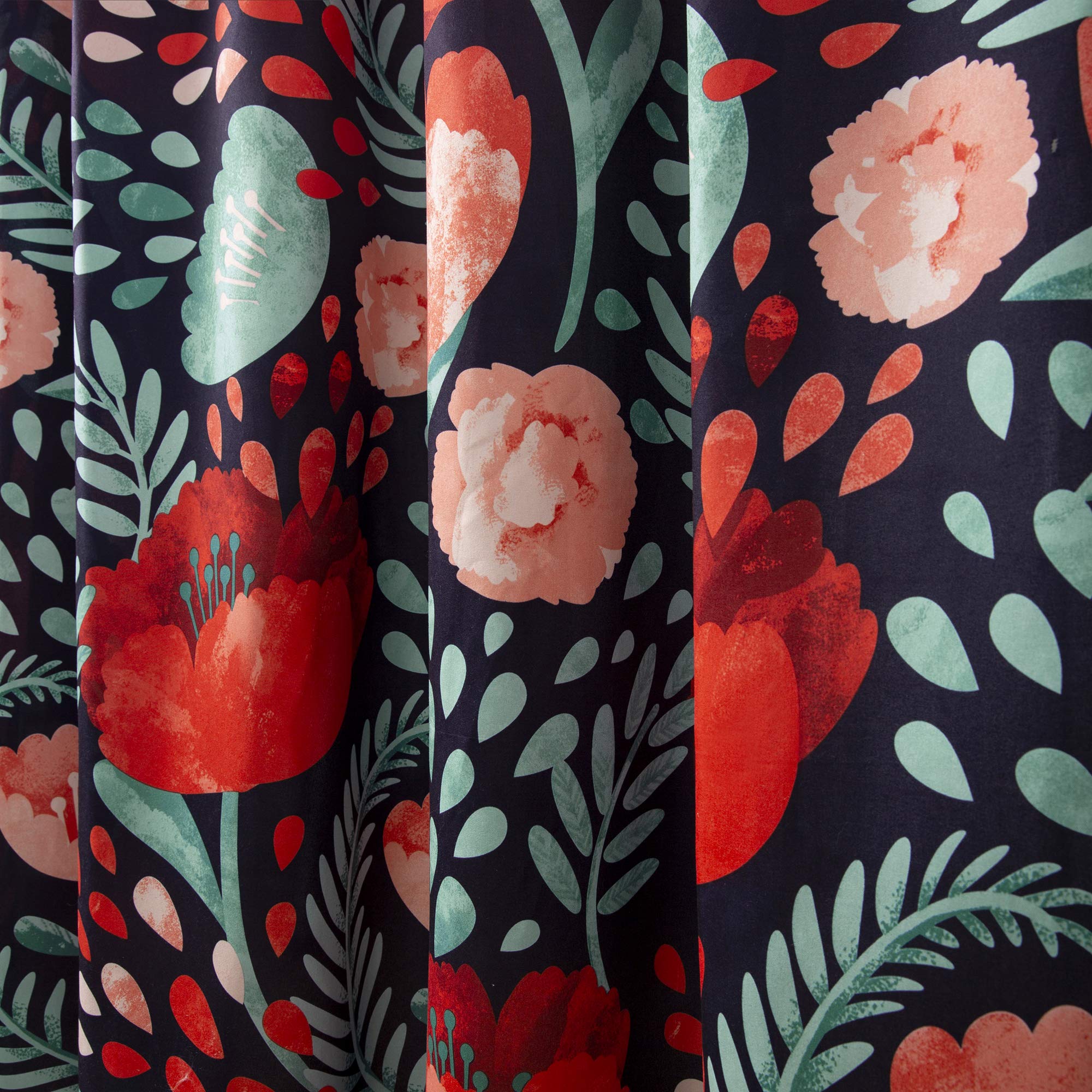 Navy Poppy Garden Shower Curtain 72x72 - Bathroom Decor for Modern Homes