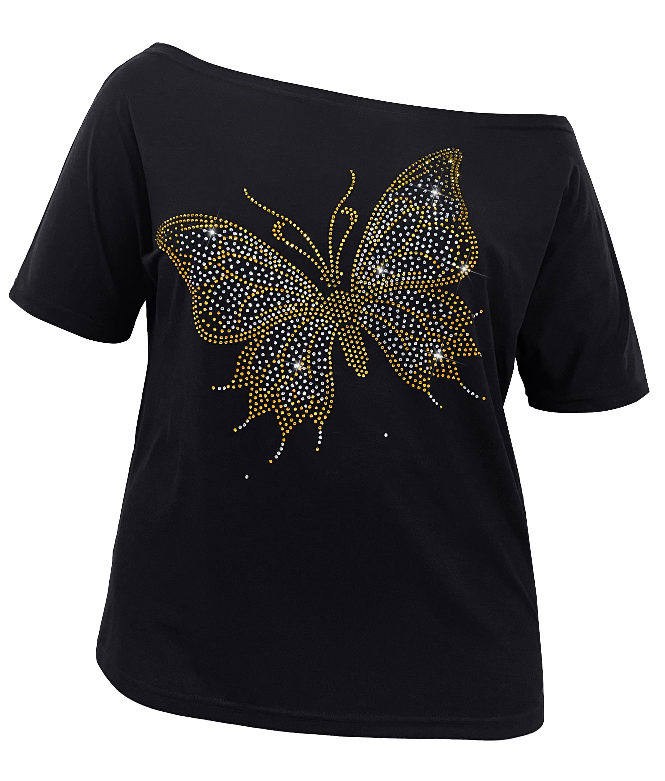 Women's Off The Shoulder Shiny Shirts - Short Sleeve Metallic Dolman Tops for Regular & Plus Size | Perfect for Party, Club, Date Night & Casual Wear