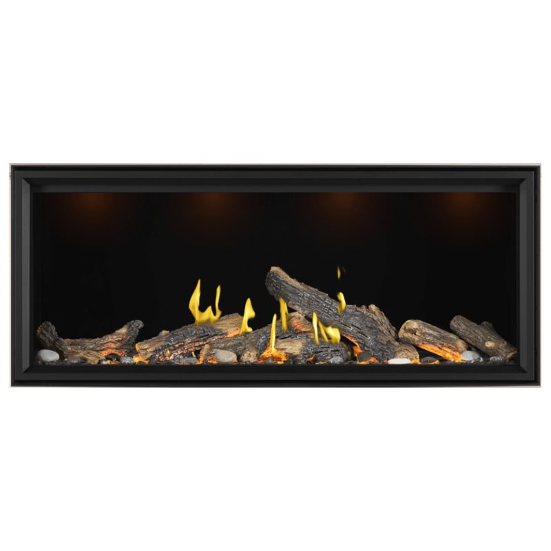 Napoleon Tall Vector 62 Inch Direct Vent Linear Gas Fireplace with Realistic Luminous Logs - Perfect for Modern Living Rooms & Cozy Winter Nights