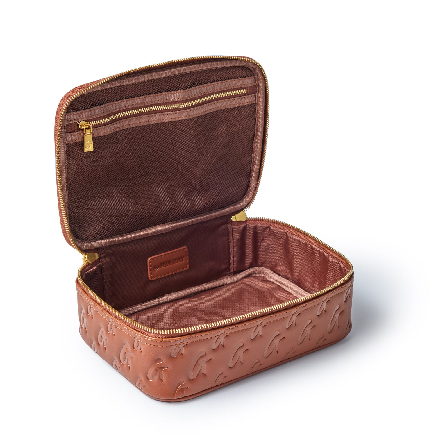 Medium Monogram Toiletry Bag - Brown Leather Travel Cosmetic Case for Women & Men | Perfect for Gym, Vacation & Weekend Getaways