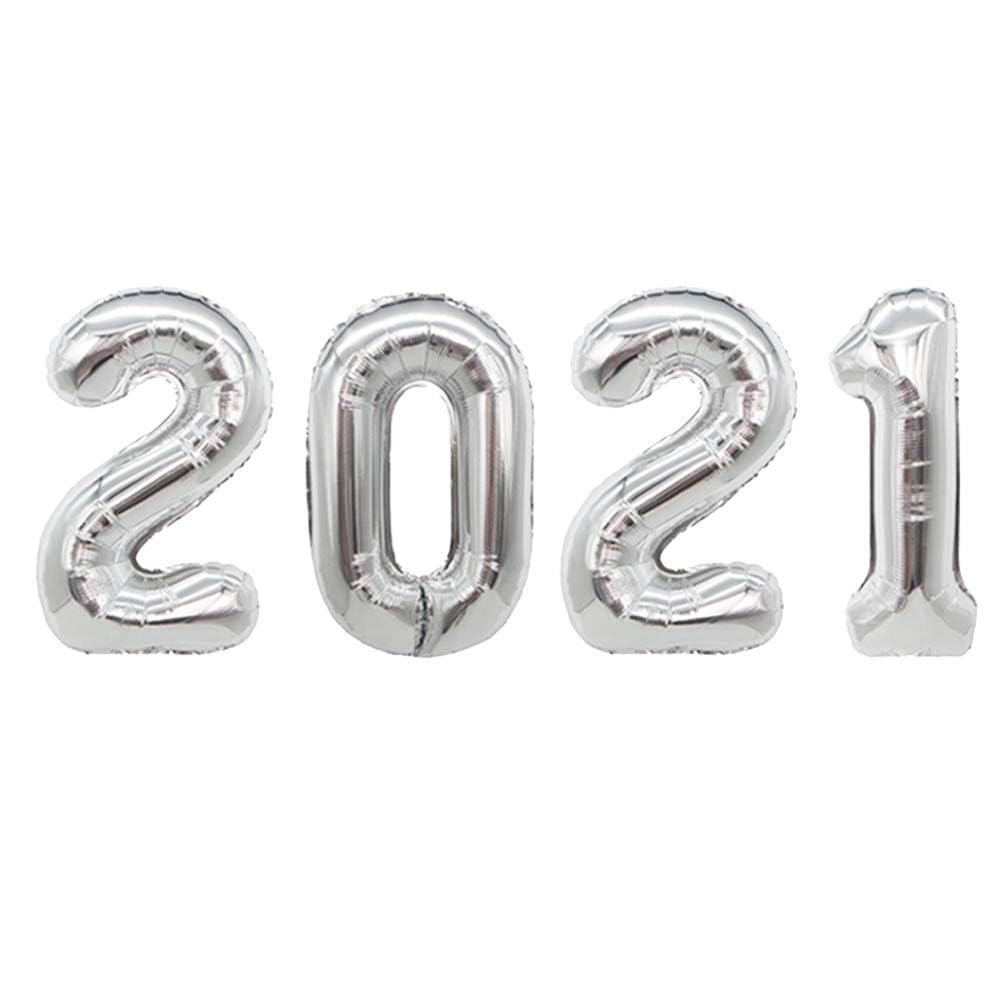 40 Inch 2021 Silver Balloons Banner - Large Party Decorations for New Year, Graduation, Anniversary & Special Events - Perfect for Indoor/Outdoor Celebrations