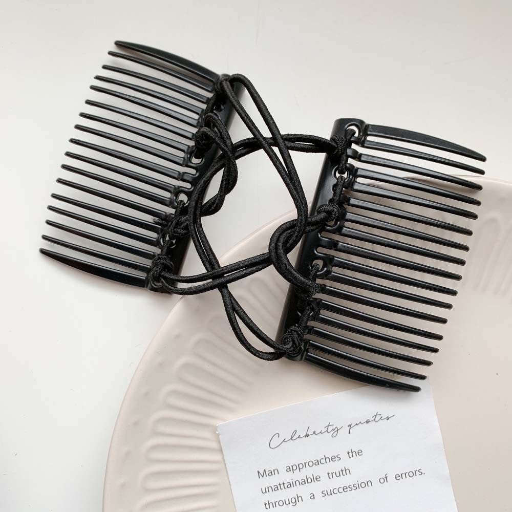 Magic Hair Comb Stretchy No Crease Hair Clips for Women - Perfect for Styling & Travel (Black)
