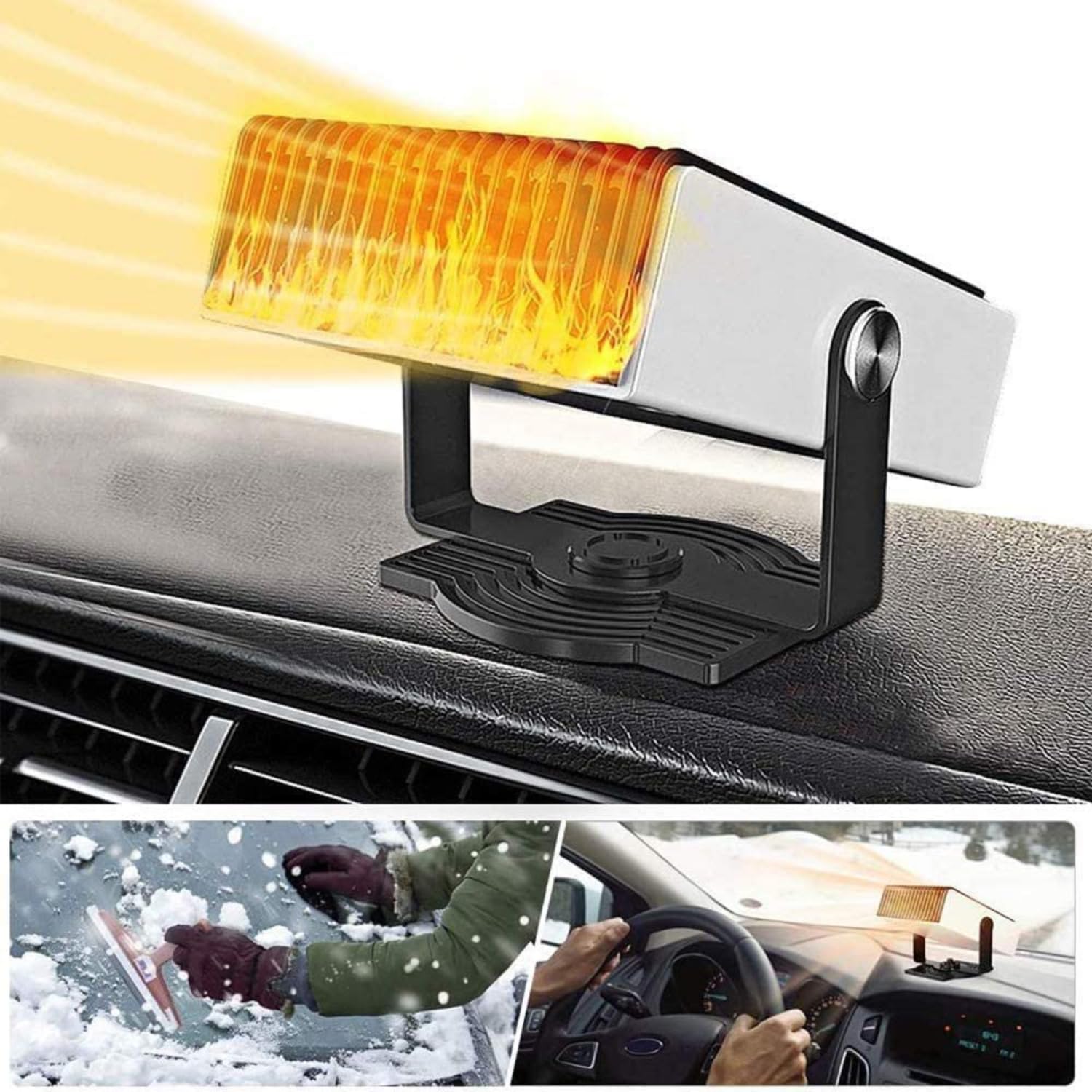12V Portable Car Heater with Defroster - 150W Fast Heating Automotive Heater Plug into Cigarette Lighter - Perfect for Winter Commuting, Camping & Road Trips