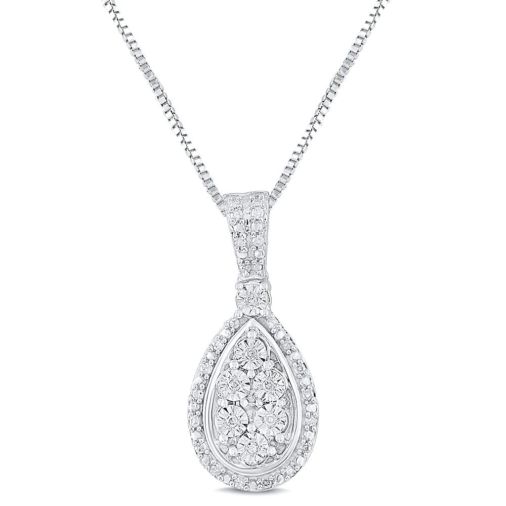 1/10 CTTW Diamond Pendant Necklace in Sterling Silver with 18