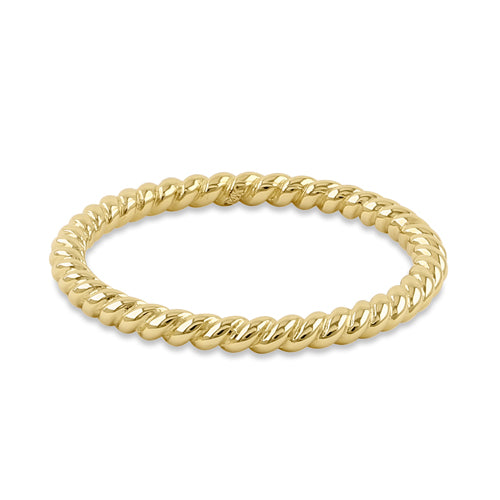 14K Solid Yellow Gold Stackable Rope Ring for Women - Dainty Minimalist Jewelry for Everyday Wear, Layering & Gift Giving
