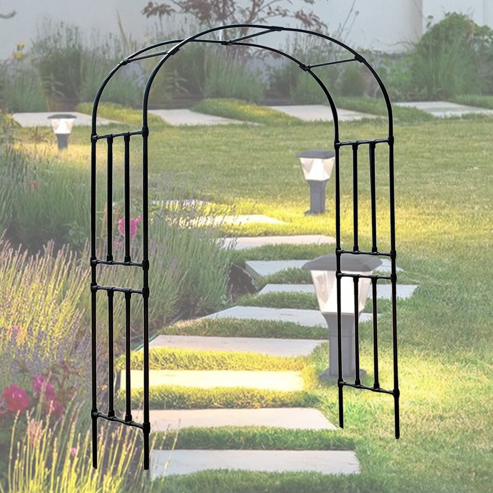 **Sturdy Metal Garden Arch - Weatherproof Outdoor Rose Arbor & Pergola for Climbing Vines, Flowers, Vegetables - Easy Assembly Wedding Flower Stand (Perfect for Backyard, Patio & Wedding Decor)**