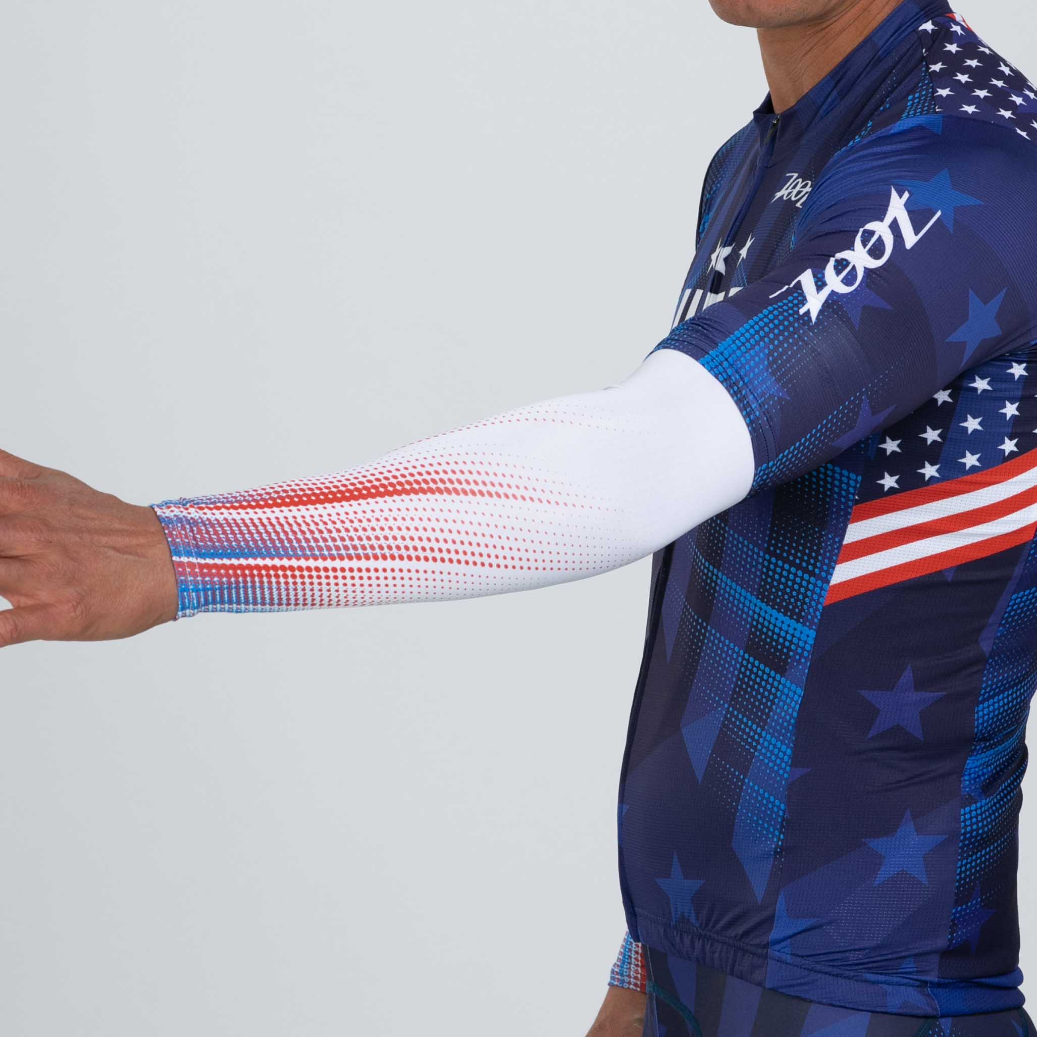 Unisex Limited Edition Cycling Arm Coolers - Red, White & Blue (RWB) | UV Protection & Breathable for Outdoor Sports, Running & Biking