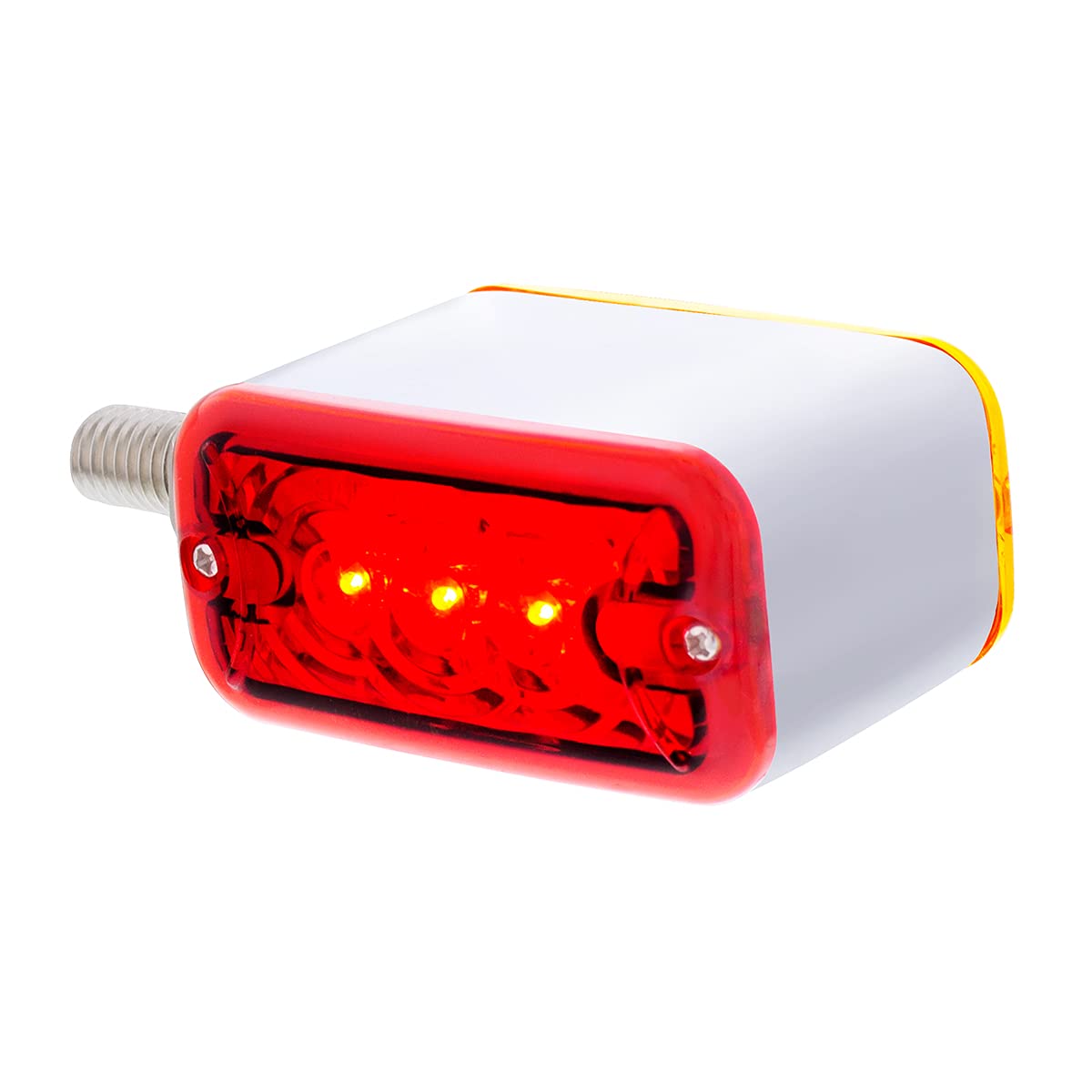 United Pacific 3 LED Straight Mount Double Face Light Without Bezel - Amber & Red LED/Lens, 38842 - Perfect for Trucks, Trailers, and Emergency Vehicles
