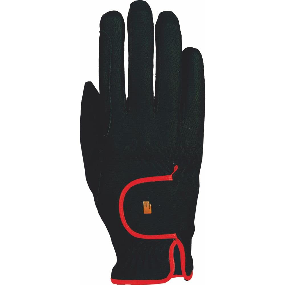 Roeckl Lona Women's Gloves Size 7.5 Black & Red - Winter Fashion Accessories for Ladies, Driving & Outdoor Activities