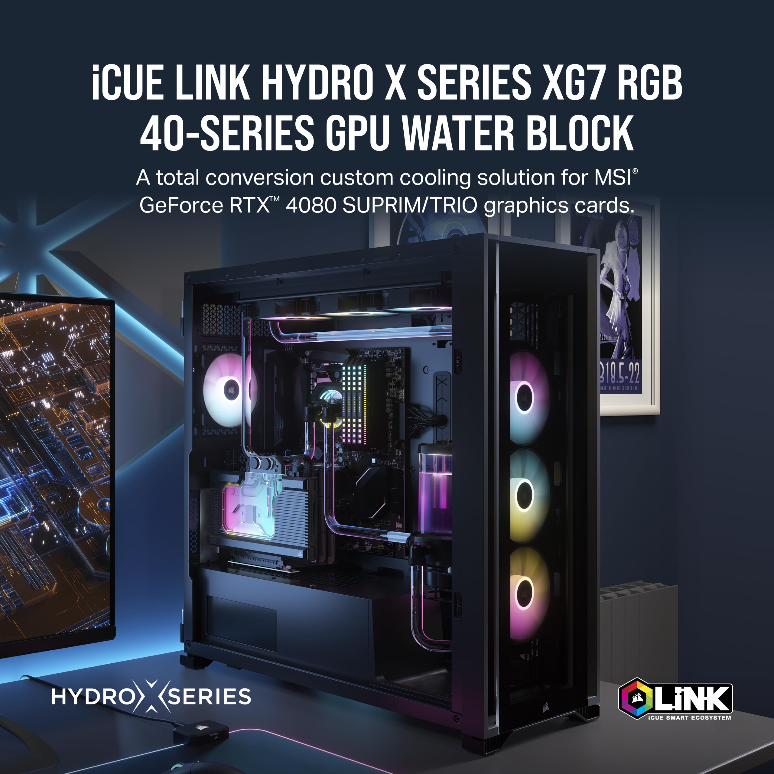 Corsair Hydro X Series iCUE LINK XG7 RGB Water Block for MSI GeForce RTX 4080 GAMING SUPRIM/TRIO - High Performance GPU Cooling Solution - Black - Perfect for Gaming PCs and Custom Water Cooling Builds