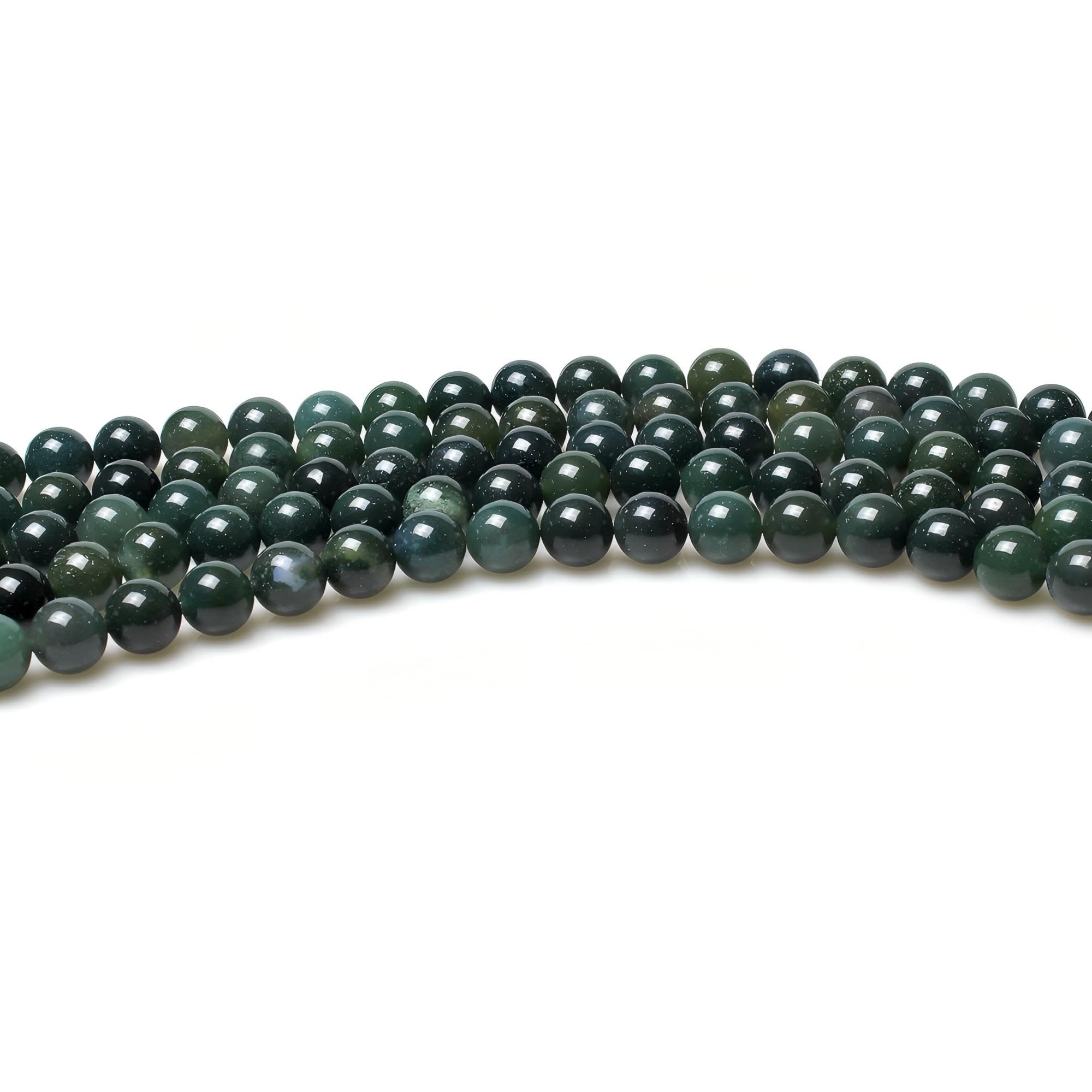 Natural Moss Agate Round Beads 10mm - Healing Crystal Energy Stones for Jewelry Making, DIY Bracelets & Necklaces - Spiritual Balance & Positive Energy for Meditation & Yoga