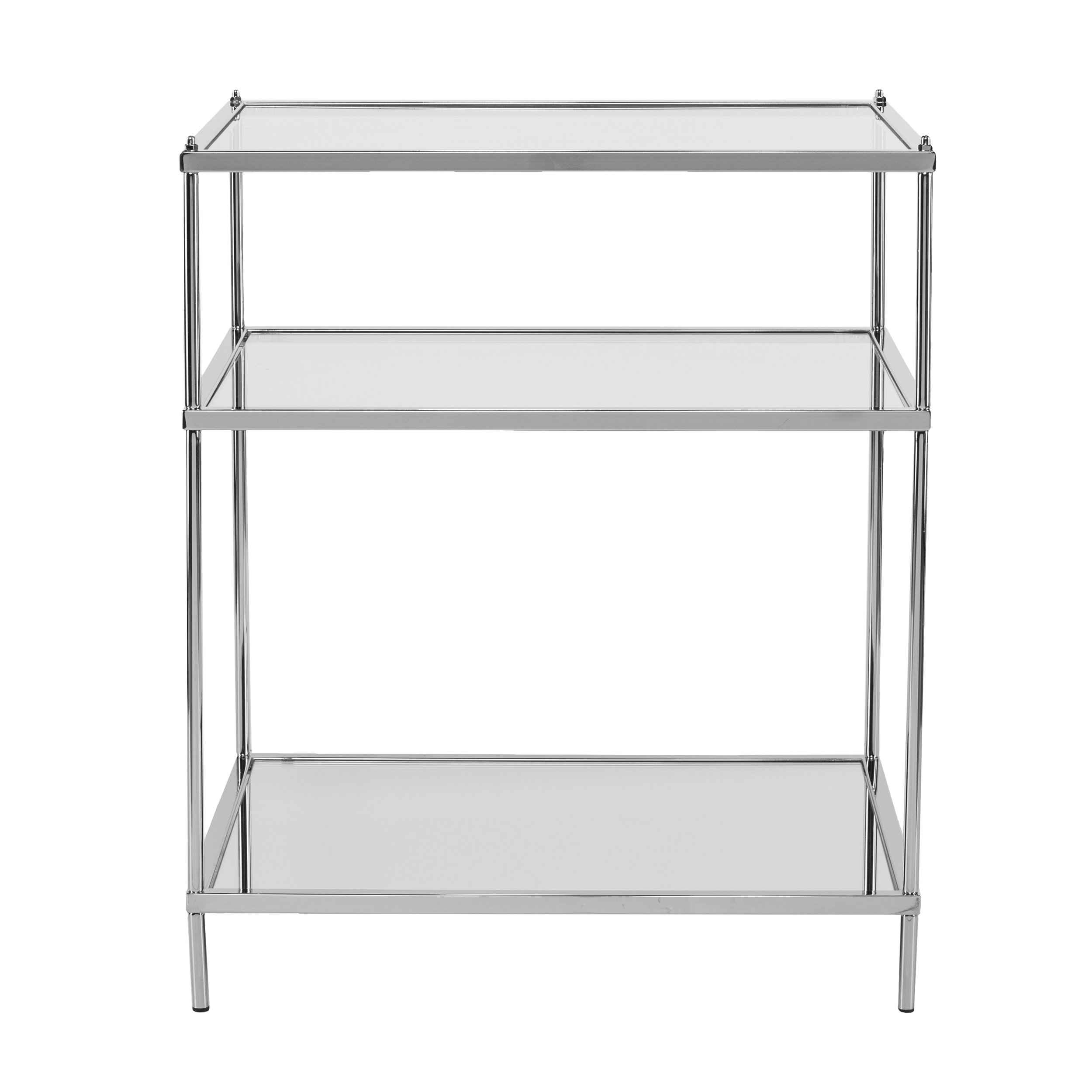 SEI Furniture Knox Glam Mirrored Side Table - Chrome Finish - Elegant Nightstand for Bedroom, Living Room, or Entryway Decor