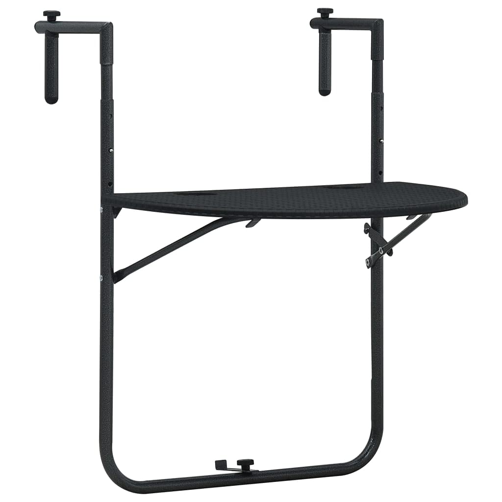 Foldable Hanging Table for Balcony & Patio - Adjustable Outdoor/Indoor Railing Table, Coffee Side Table & Plant Stand - 23.6