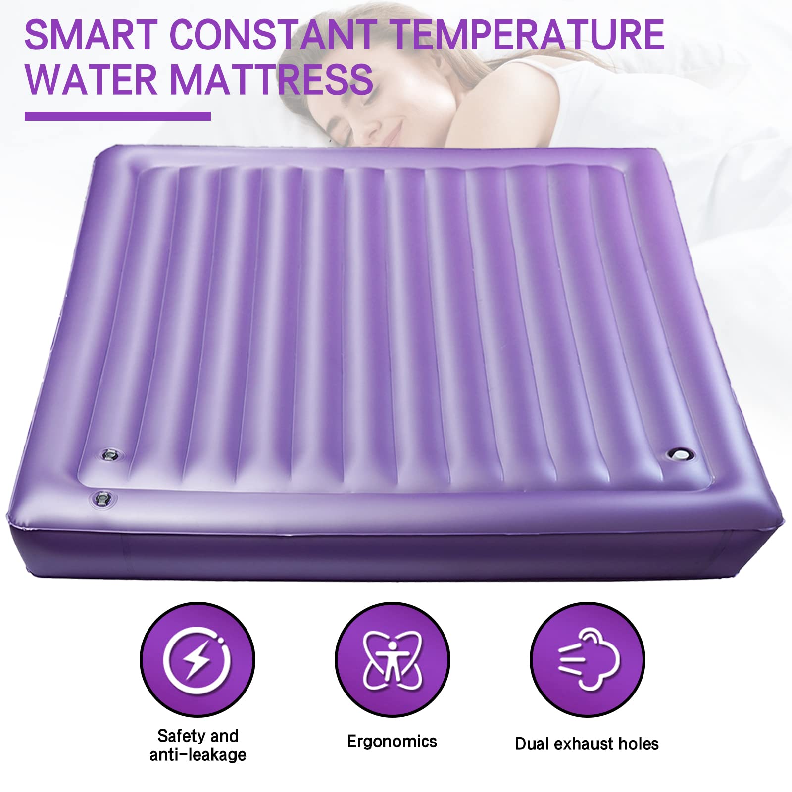 Dual-Purpose Square Waterbed Mattress - Air & Water Insert for Full Size X-Long Twin (39×80×7.9 Inch) with 50% Medium Wave Technology - Perfect for Home Bedrooms, Guest Rooms & Relaxation Spaces