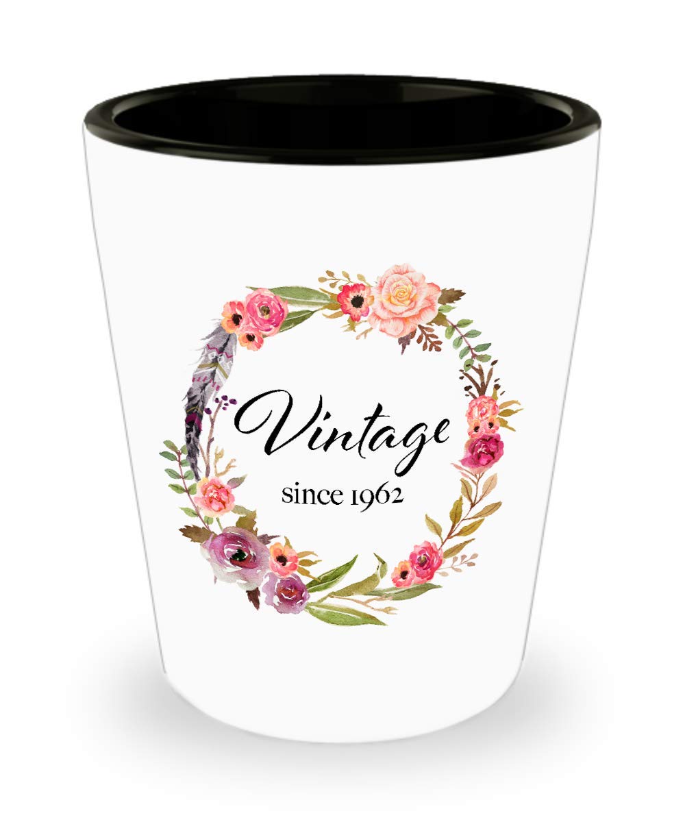 57th Birthday Gifts for Women - Vintage 1962 Themed Funny Shot Glass - Perfect Gift for 57 Year Old Female - Great for Birthday Parties, Retirement Celebrations & Humorous Gift Exchanges