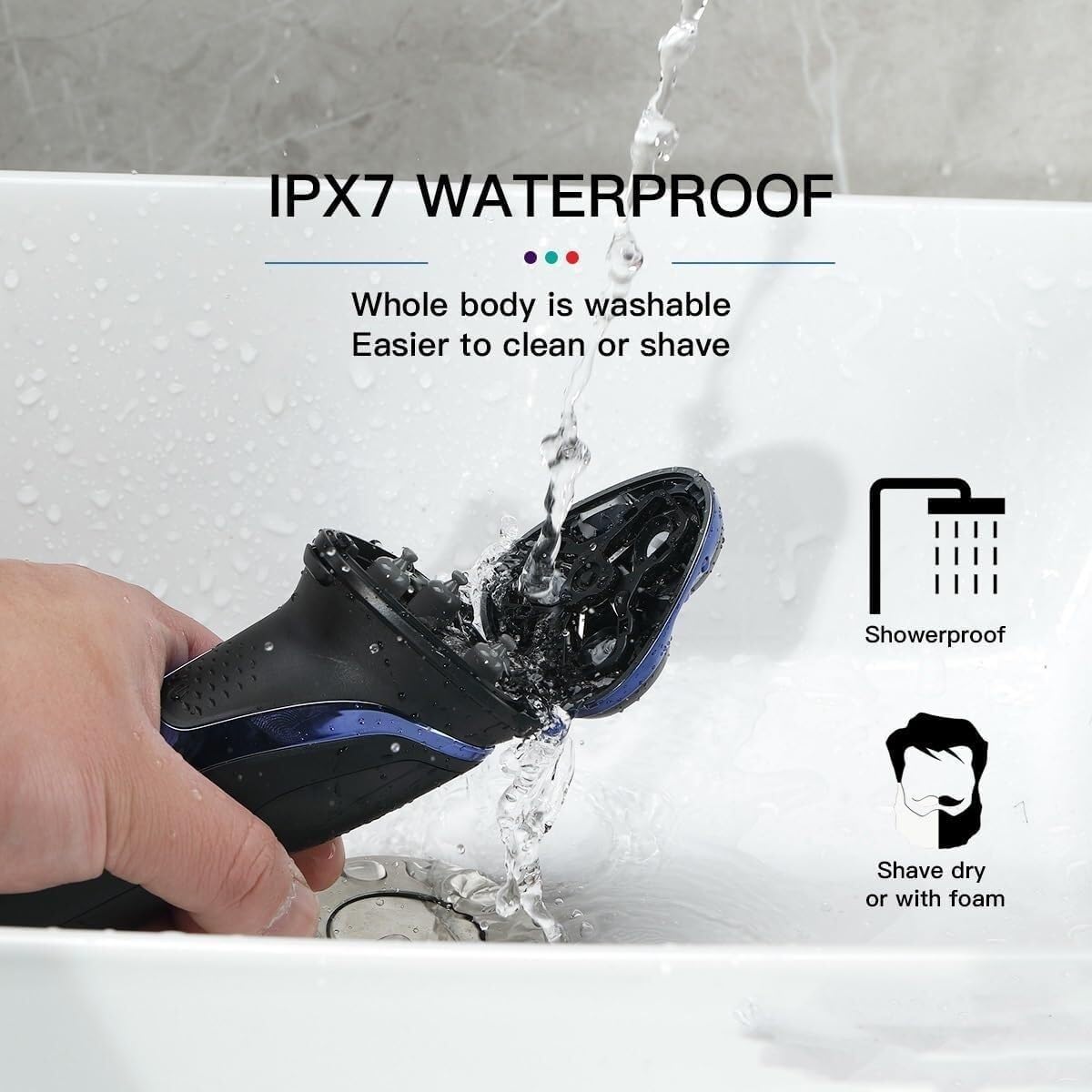 Professional Electric Razor for Men - Waterproof Rotary 3D Floating Shaver with Rechargeable Battery | Beard Trimmer & Cordless Shaving System for Home & Travel Use