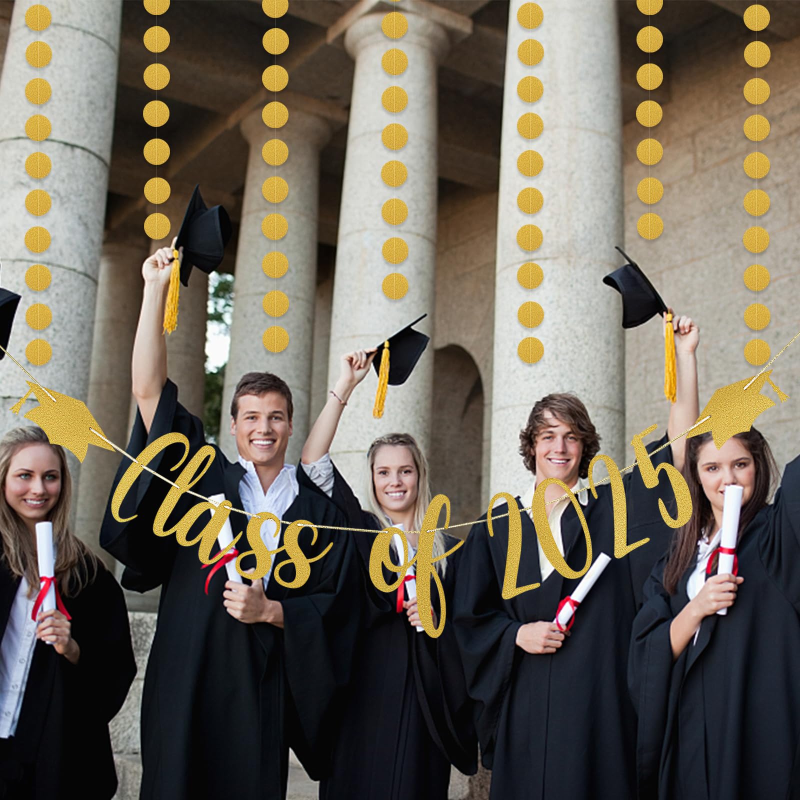 Class of 2025 Graduation Banner - Gold Foil Decorations for 2025 Grad Party | Perfect for High School & College Graduation Celebrations, Photo Backdrops & Wall Decor