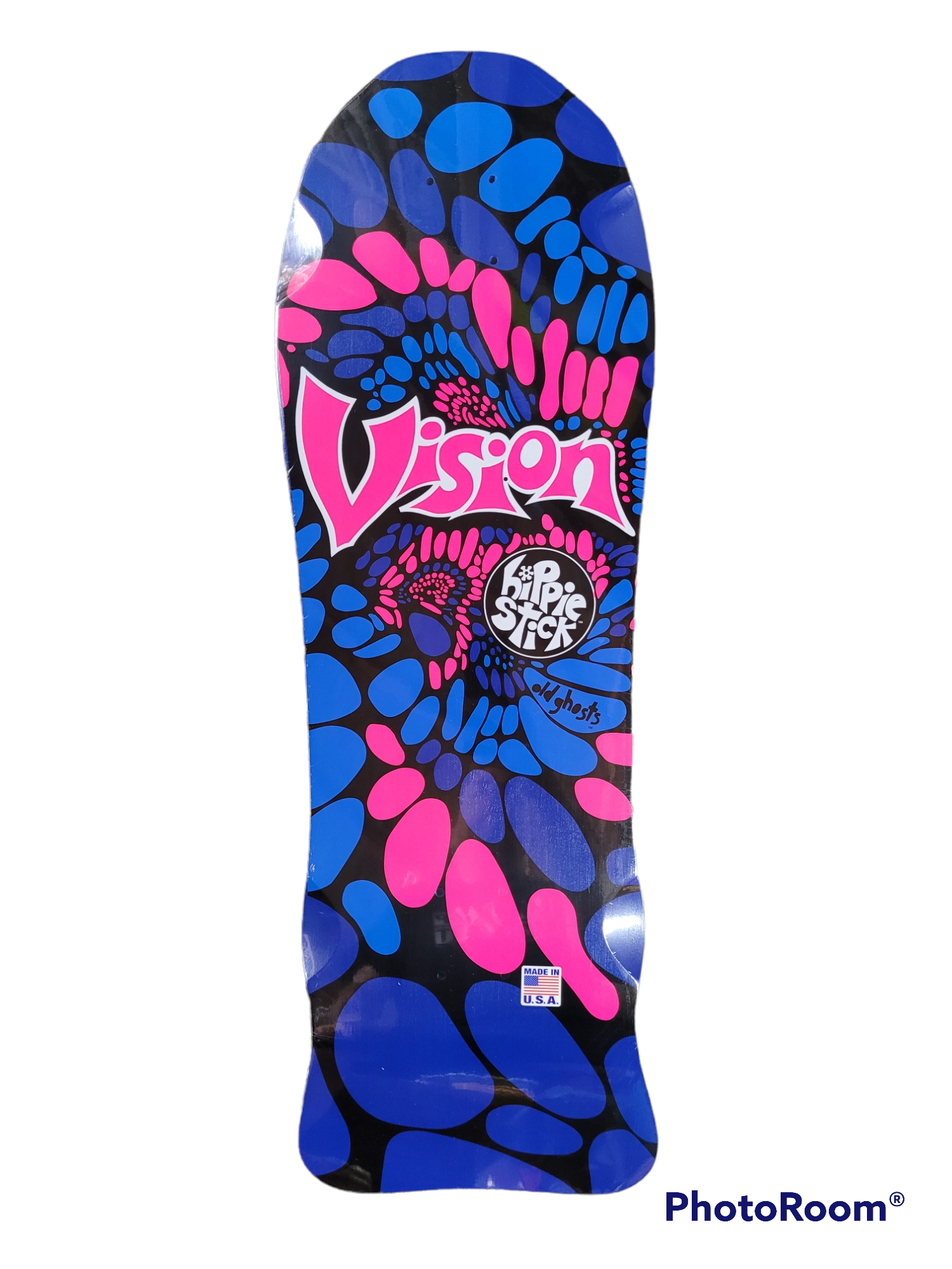 Vision HIPPIE STICK Reissue Skateboard Deck - Blue & Pink Retro Design | Perfect for Street Skating, Cruising & Collectors