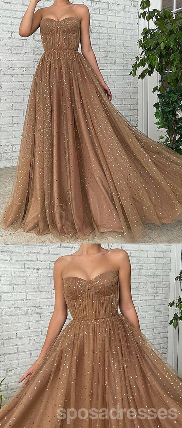 Elegant Brown A-Line Sweetheart Neckline Long Prom Dress for Women | Formal Evening Gown | Perfect for Homecoming, Wedding Guest & Special Occasions