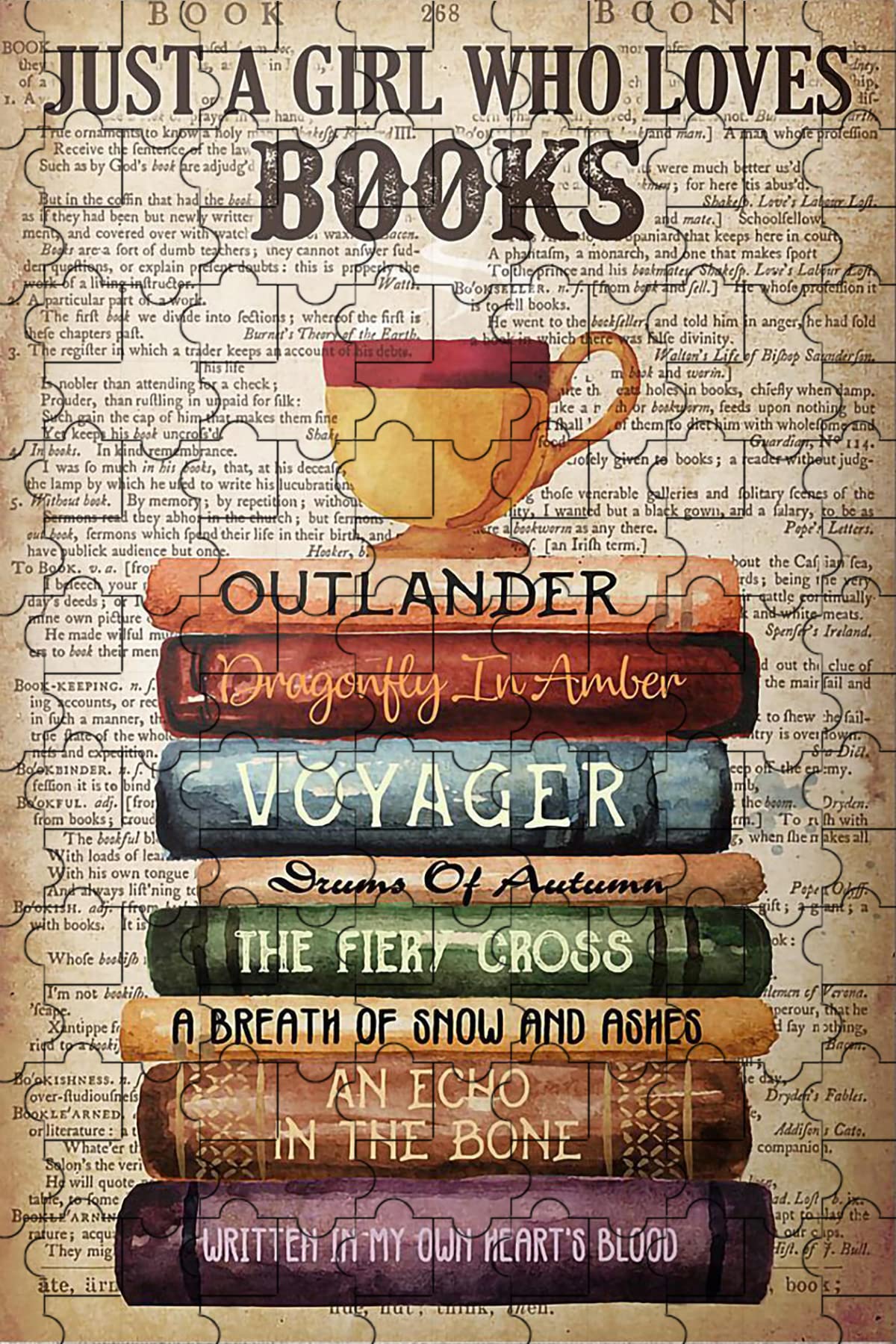 JOYKANG 1000-Piece Jigsaw Puzzle for Adults - Vintage Outlander Dragonfly in Amber Book Lover's Design, Educational Puzzle Game Gift for Kids & Teens, Includes Free Puzzle Saver (29.5x19.6 Inches) - Perfect for Family Game Nights, Classroom Activities & Stress Relief