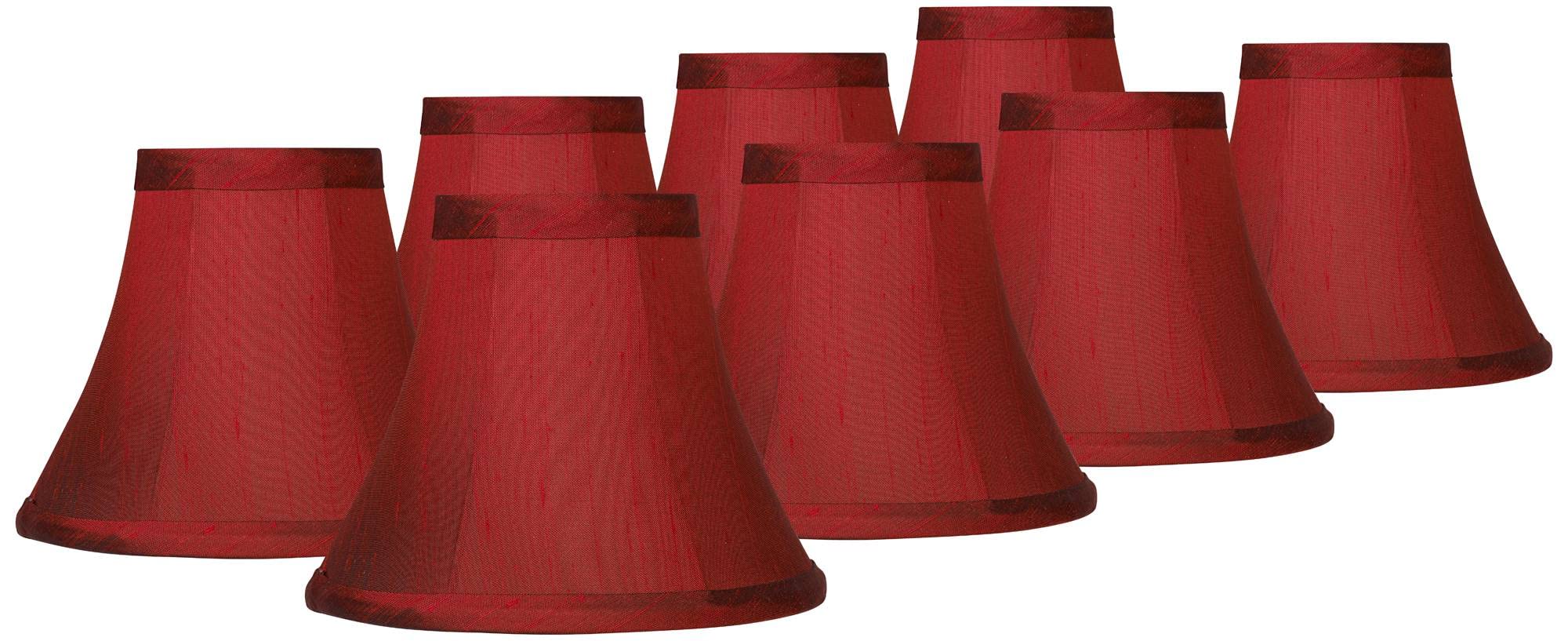 8 Pack Deep Red Faux Silk Bell Lamp Shades - 3