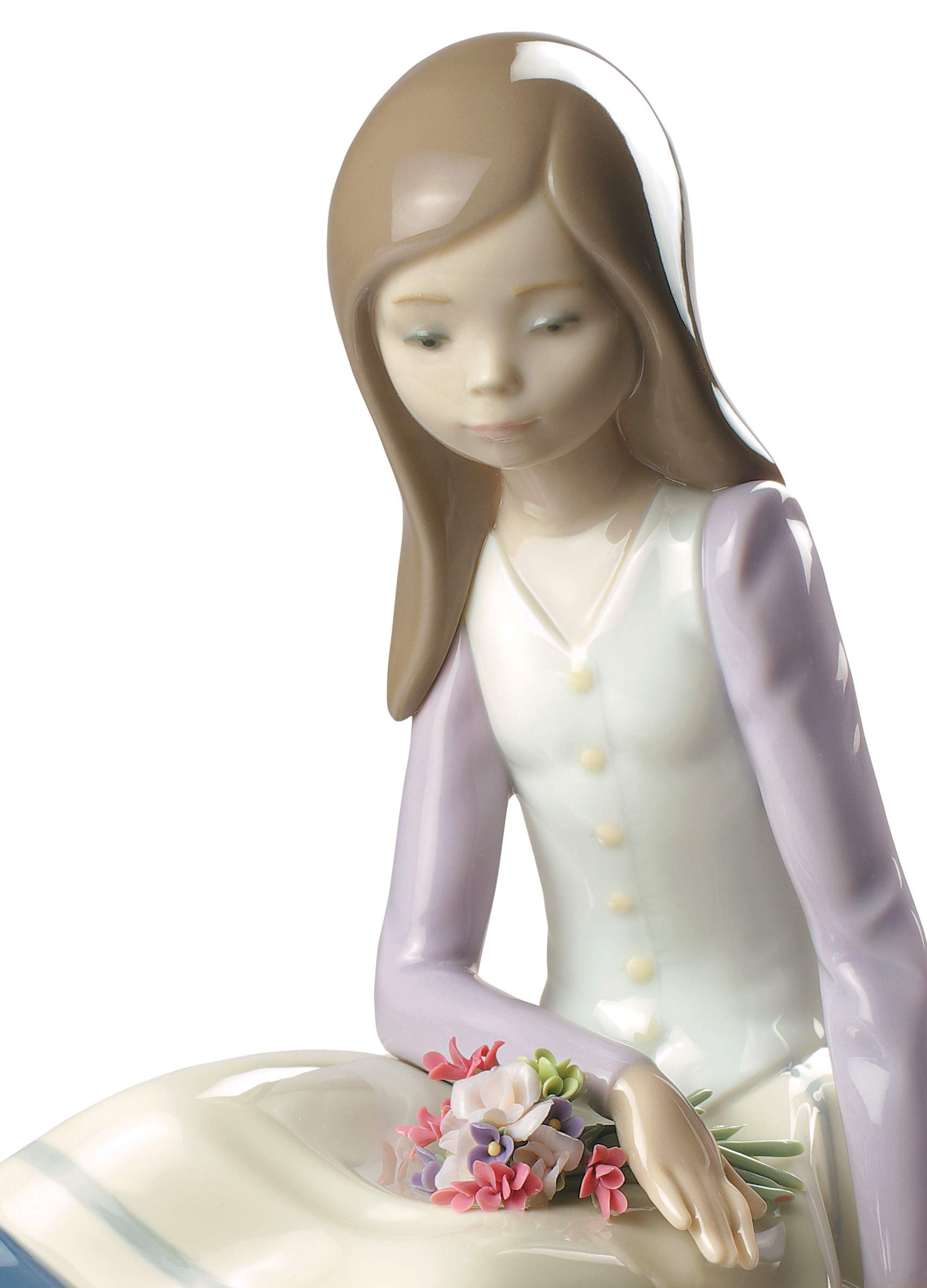 LLADRÓ Contemplative Young Girl Porcelain Figurine - Elegant Home Decor, Collectible Art Piece for Living Room, Bedroom & Office Display