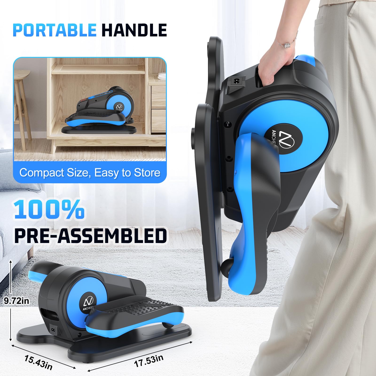 ANCHEER Under Desk Elliptical Machine - Motorized Leg Exerciser for Seniors & Office Workers, 12-Speed Adjustable Seated Elliptical Trainer - Perfect for Home Office, Physical Therapy & Sedentary Lifestyle