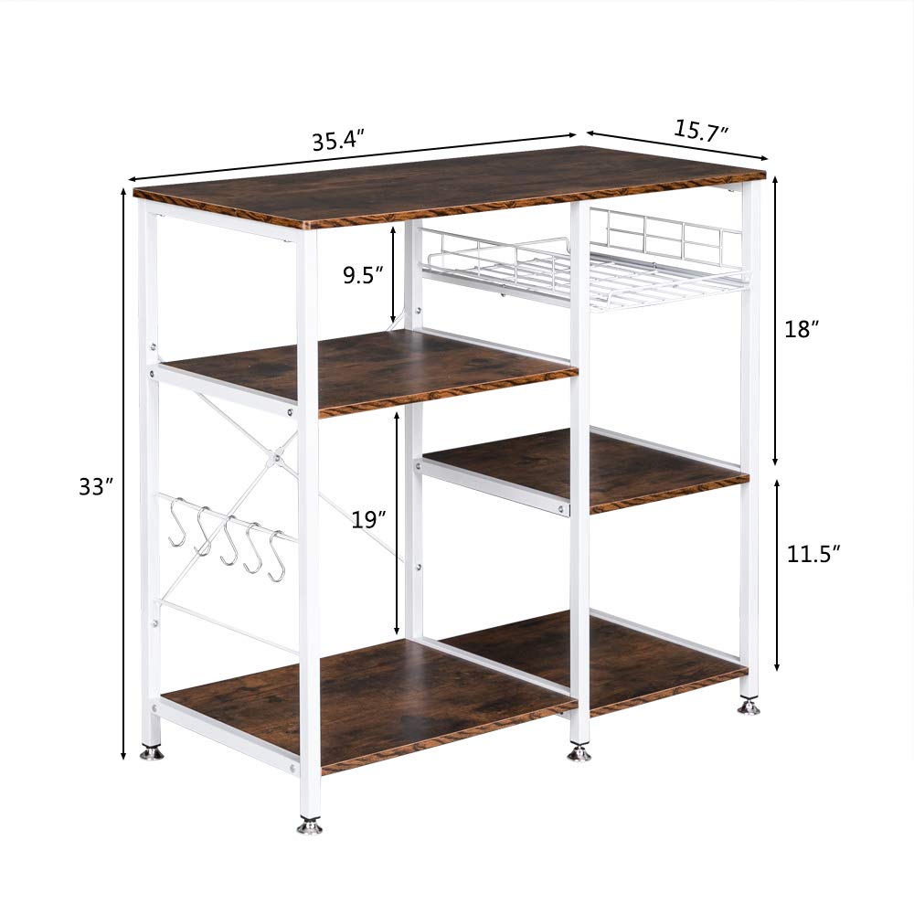 3-Tier Industrial Kitchen Baker's Rack with Microwave Stand - Heavy Duty Storage Cart & Workstation Shelf for Home, Restaurant, Hotel - Perfect for Baking, Cooking & Small Appliance Organization