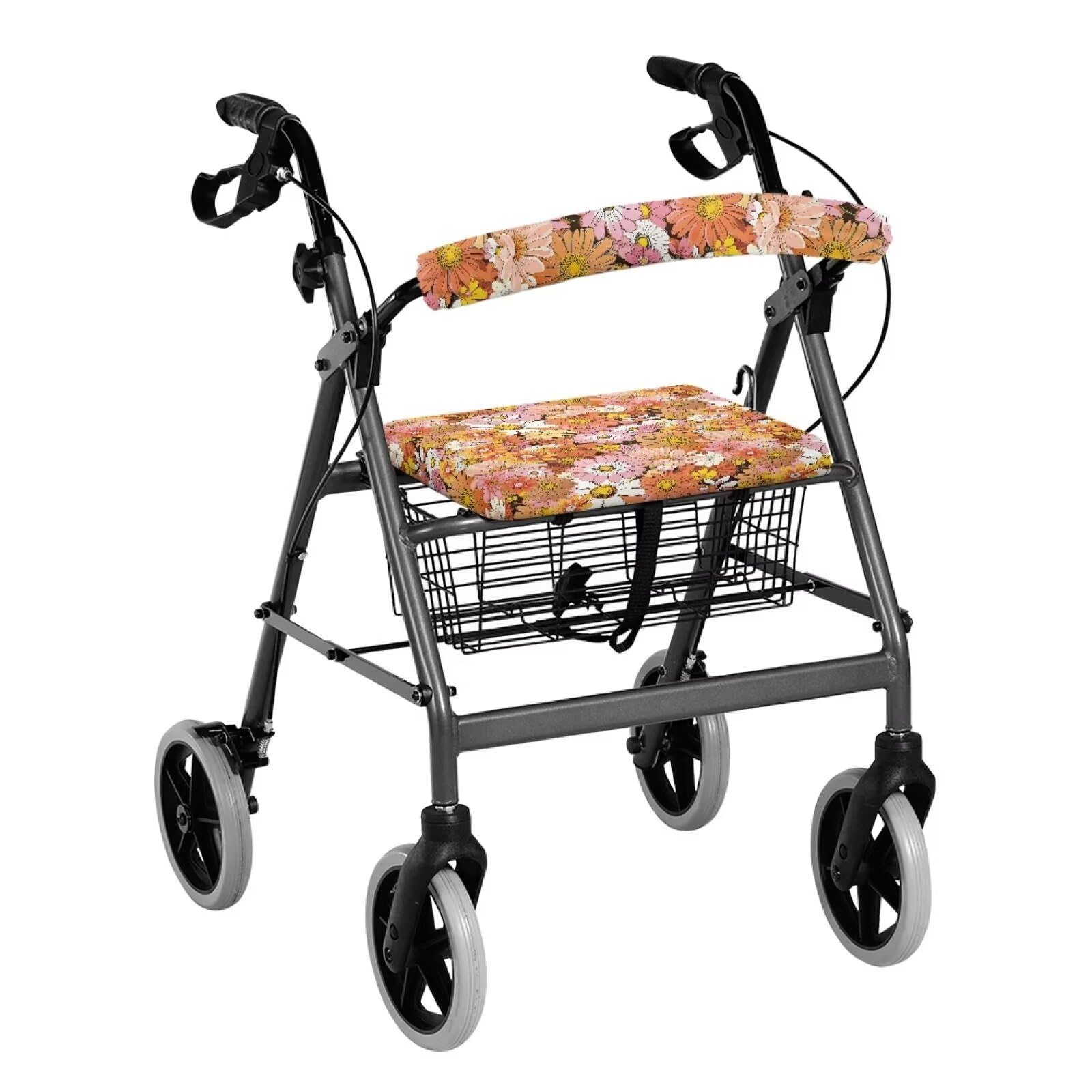 **Daisy Walker Seat Cover - Universal Rollator Walker Seat and Backrest Cover for Seniors & Ladies - Washable Flower Design - Perfect for Indoor & Outdoor Mobility Support**