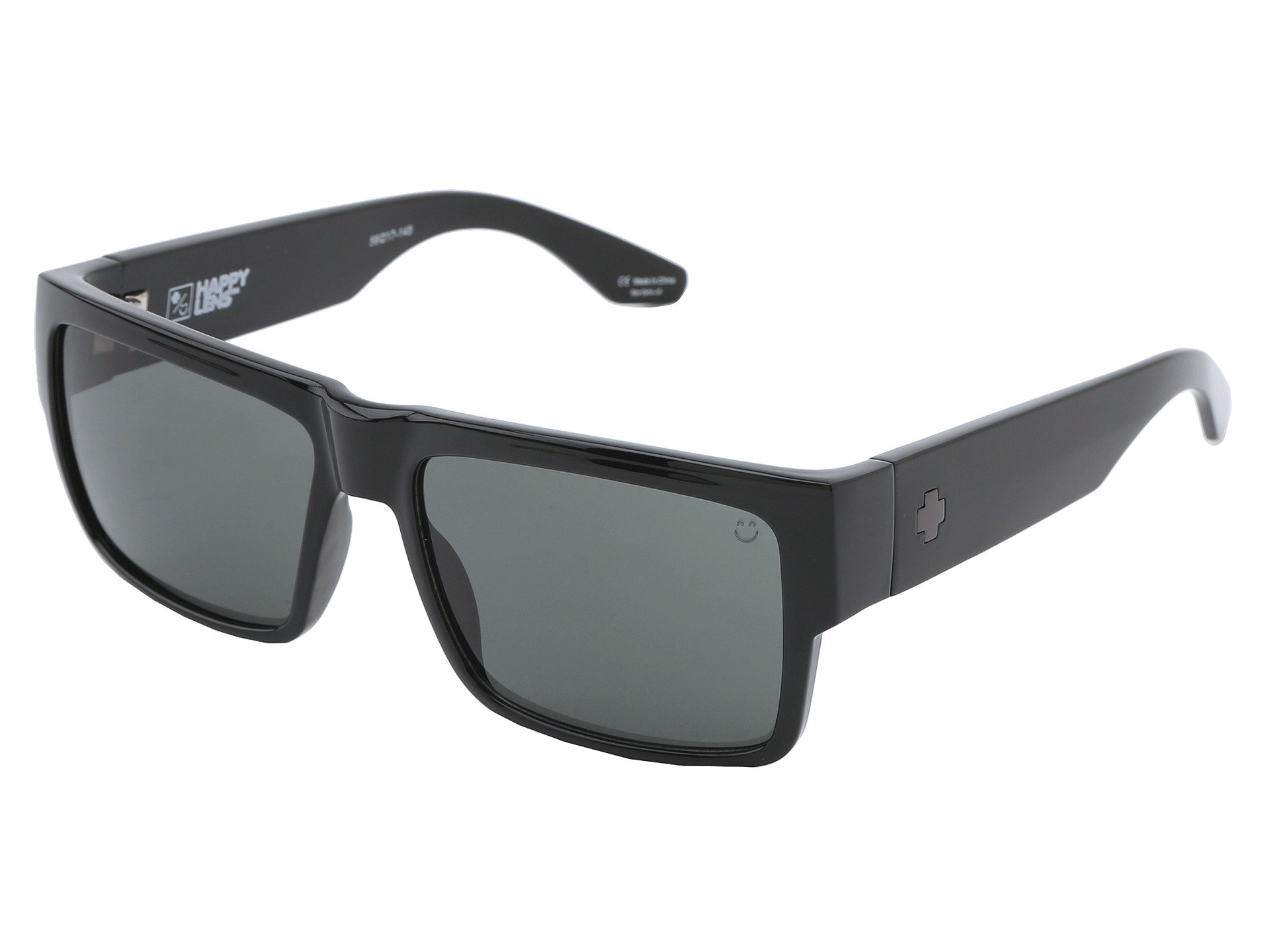 Spy Optic Cyrus Sunglasses - Gloss Black Frame with Happy Grey Green Lens - UV Protection, Polarized, Sticker Included - Perfect for Running, Cycling, and Outdoor Sports