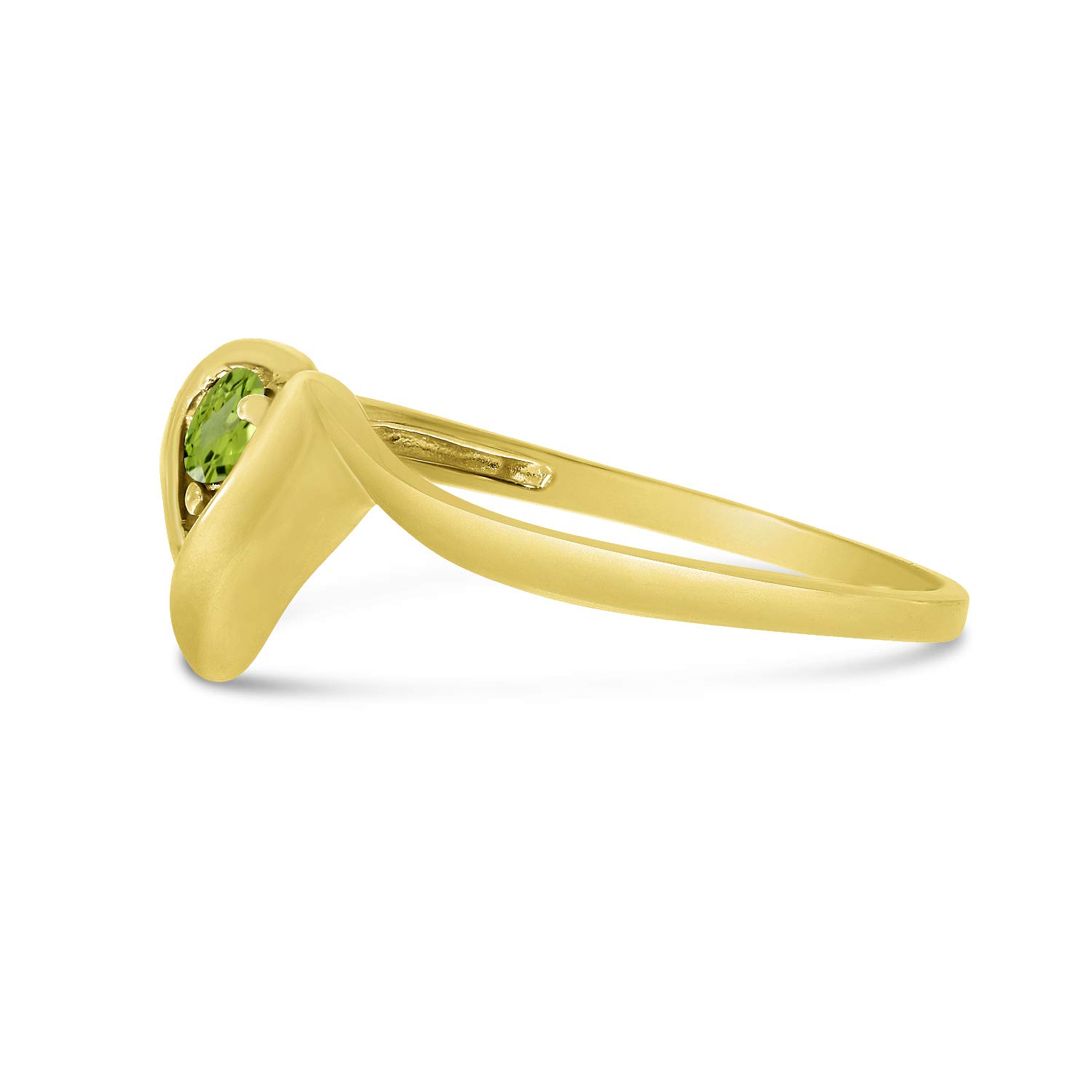 14K Yellow Gold Round Peridot Heart Ring for Women - Elegant Green Gemstone Jewelry Gift for Valentine's Day, Anniversary & Special Occasions