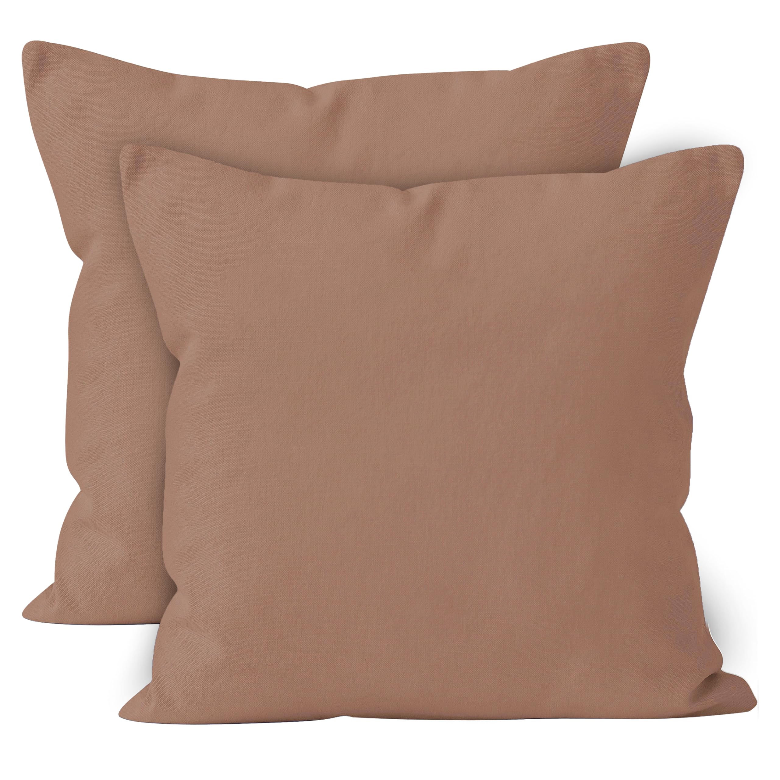 Encasa XO Throw Pillow Covers 18x18 Inches Set of 2 - Soft Tan Cotton Decorative Cushion Covers with Hidden Zipper Closure | Perfect for Living Room Sofa, Bedroom Decor & Couch Accents | Home Decor Essentials for Modern Interiors