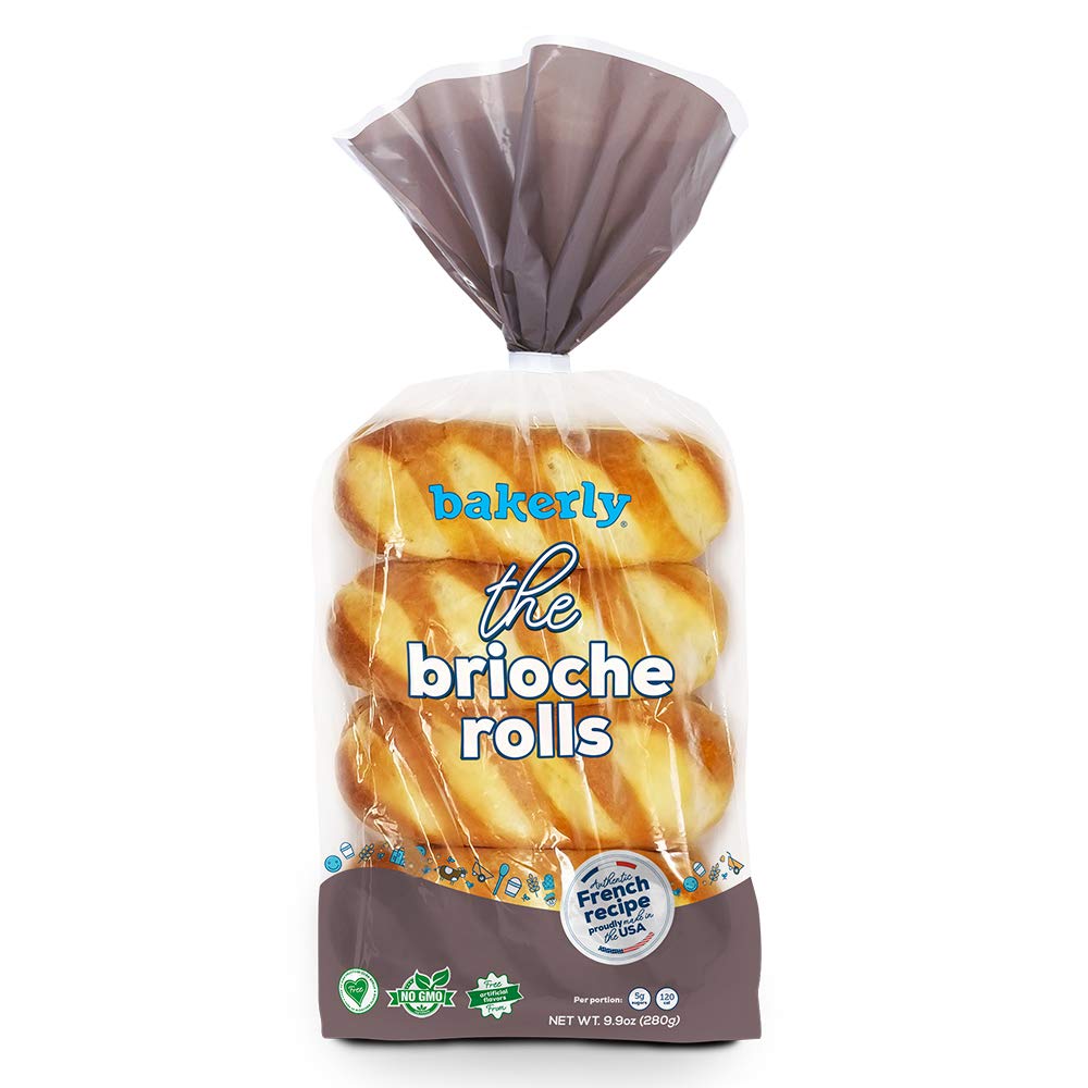 Bakerly Brioche Rolls - Pack of 4 (32 Count) | Soft & Buttery French Pastries | Perfect for Breakfast, Sandwiches & Holiday Gatherings