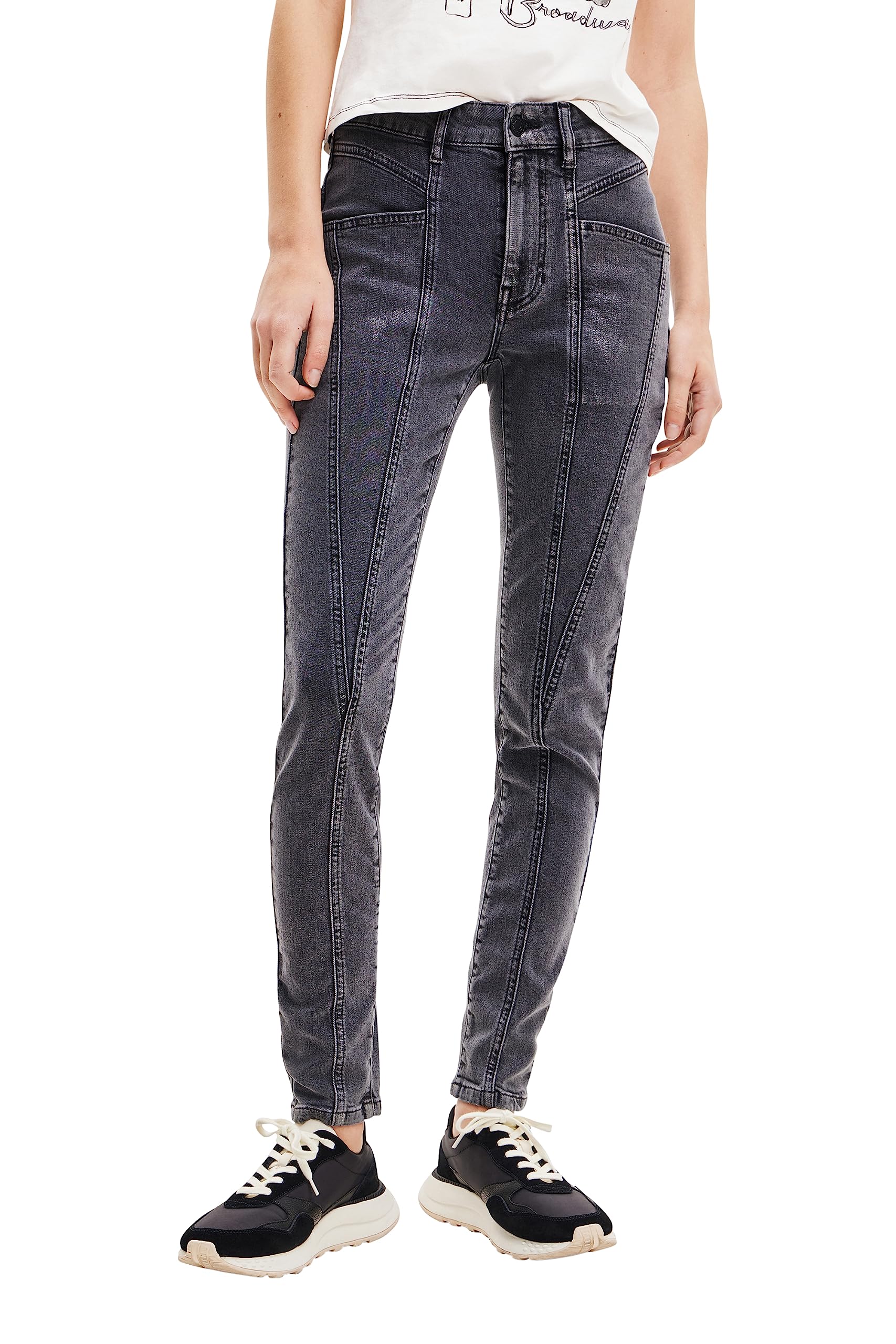 Desigual Women's Denim Long Pants - High Waist Stretch Jeans for Casual & Office Wear | Comfortable & Stylish Everyday Trousers