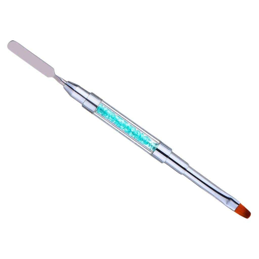 VMS INDIA Dual-Ended Poly Gel Nail Brush for Acrylic & UV Gel Nail Extensions - Professional Blue Nail Art Builder Brush for Salon & Home Manicure (Perfect for Nail Art, Sculpting & Extension Building)