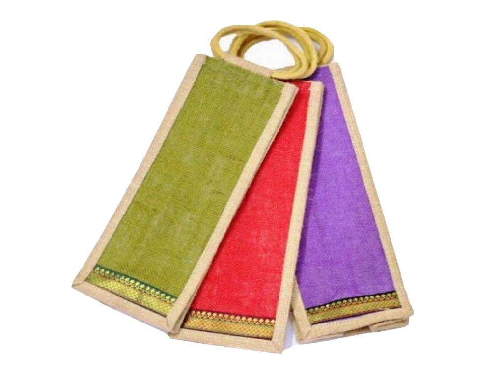 CSM® Eco-Friendly Jute Wine Bottle Carrier Bag - Reusable 2.5L Bottle Holder for Picnics, Parties & Gifting | Sustainable Natural Fiber Gift Packaging