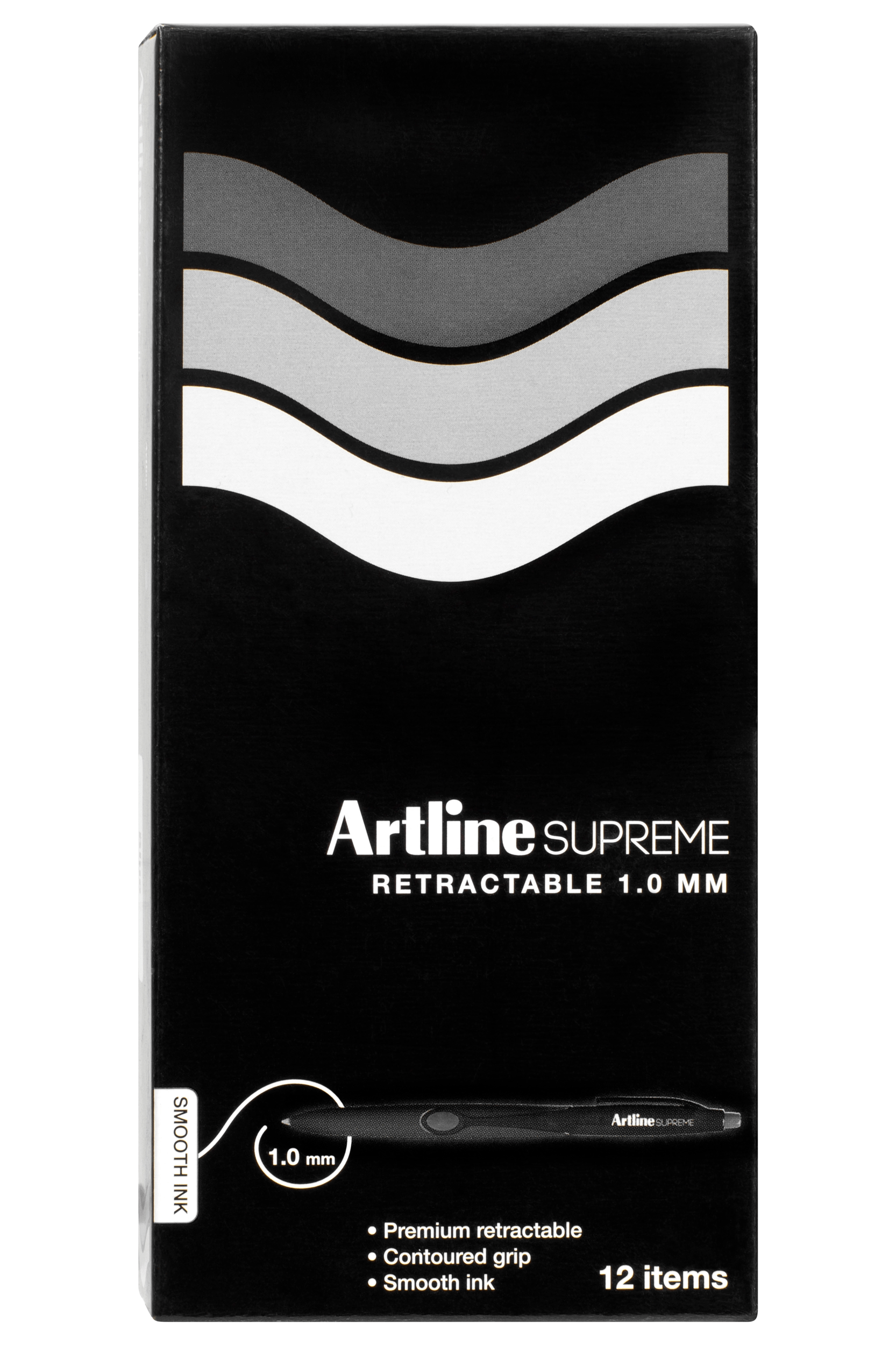 Artline Supreme Antimicrobial Retractable Pen - 1.0mm Fine Point Black Ink Pens (12 Pack) | Ideal for Office, School & Healthcare Use