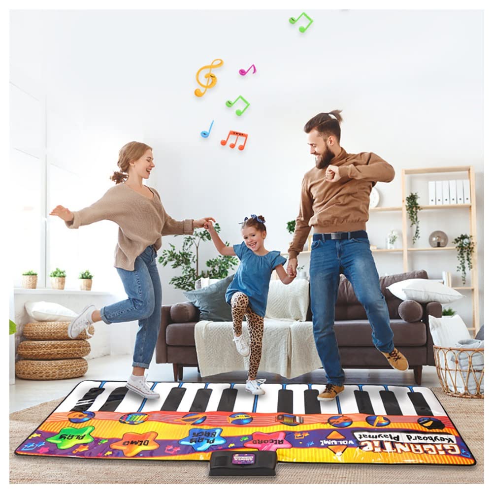 Kids Musical Piano Play Mat - Portable Early Education Music Keyboard Carpet for Babies & Toddlers | Touch Sensitive Interactive Toy Gift for Learning & Playtime Fun