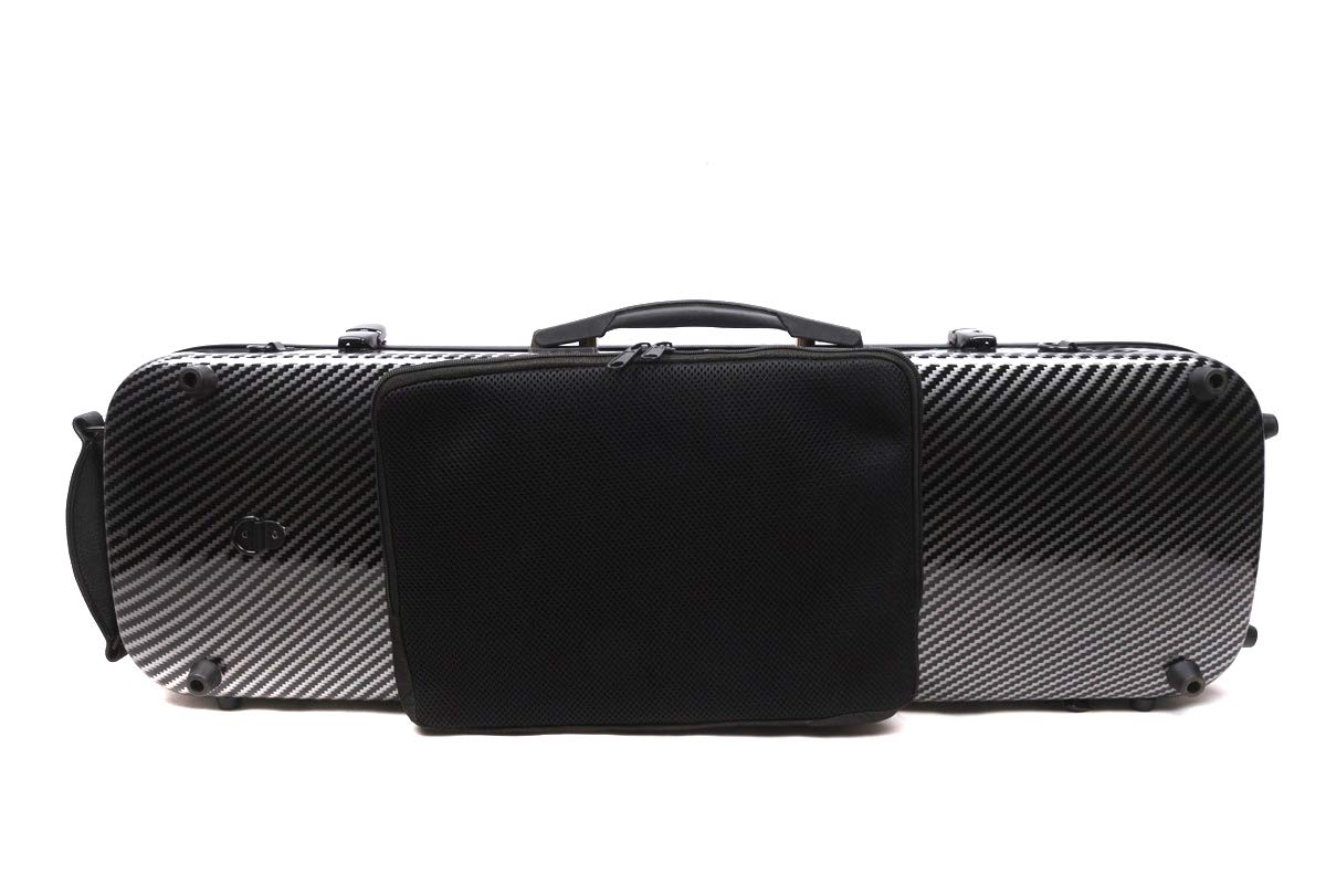 Carbon Fiber Violin Case - Lightweight & Durable Oblong Design for Full Size Violin with Music Sheet Pocket (Black) - Perfect for Travel, Performances & Music Lessons