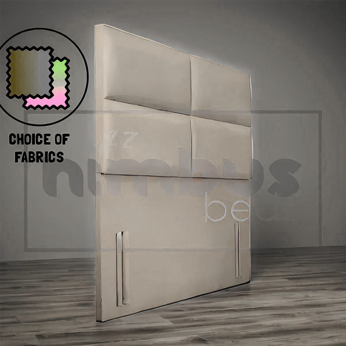 Modern Floor Standing 4 Square Headboard - Queen/King Size Upholstered Bed Frame with Tufted Design - Perfect for Master Bedroom, Guest Room & Hotel Decor