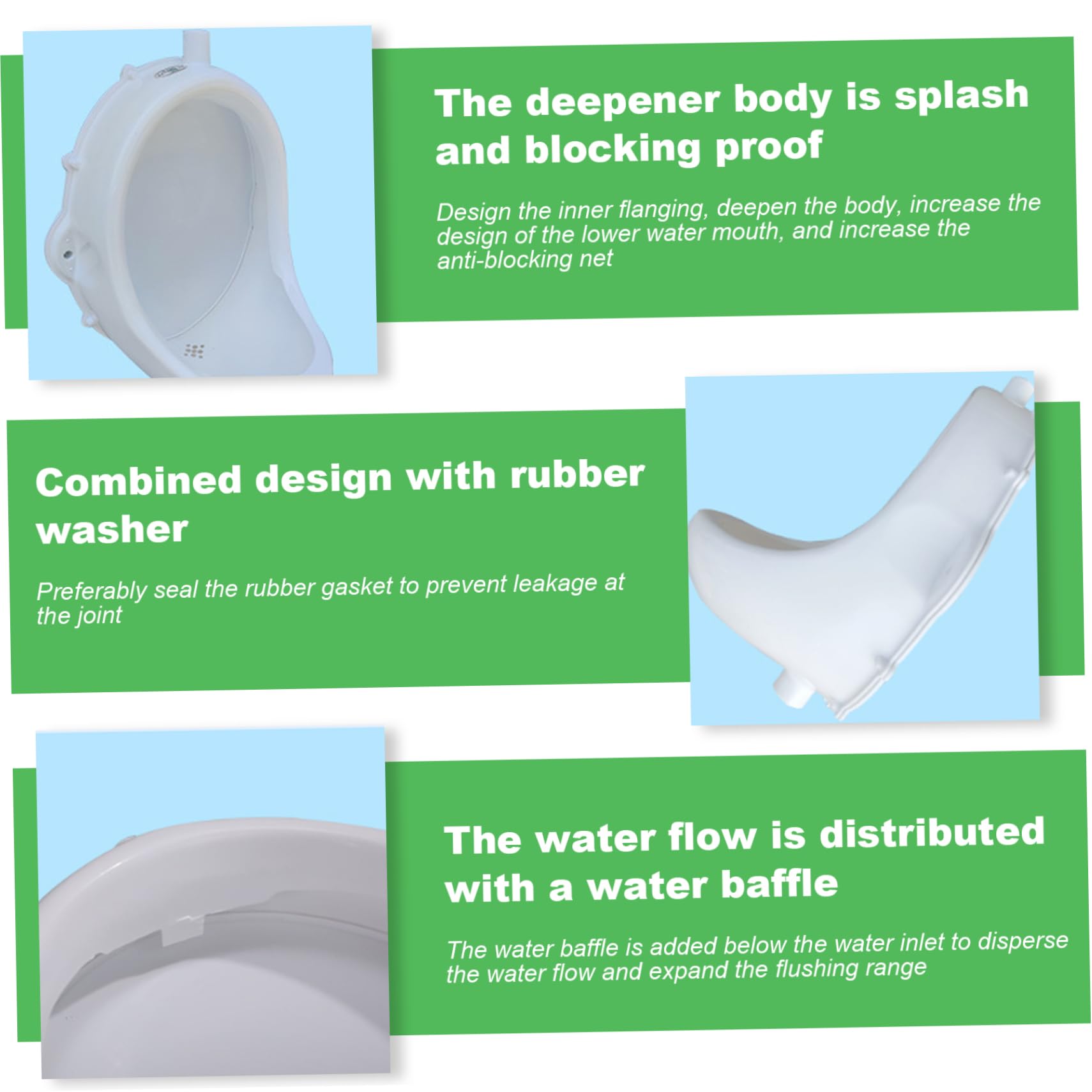 Spill-Proof Male Urinal with 19.5