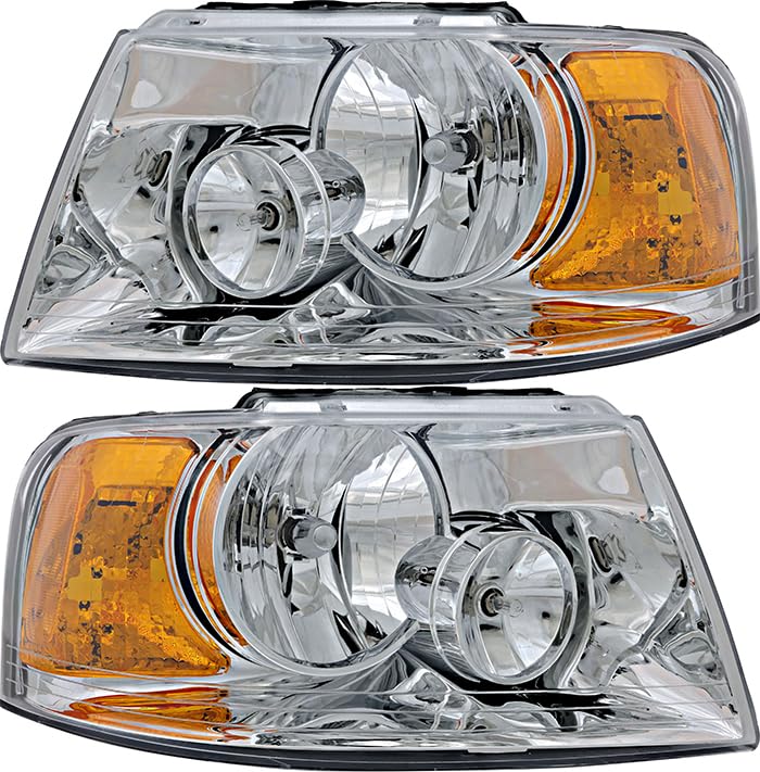 2003-2006 Ford Expedition Replacement Headlights Halogen Lamps Set - Driver & Passenger Side - Perfect for Night Driving & Off-Road Adventures