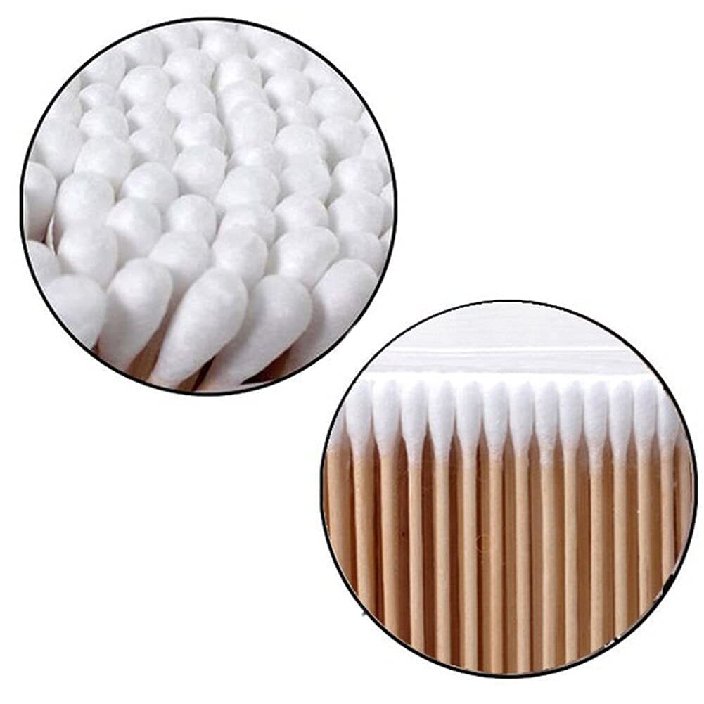 Natural Cotton Swabs with Wooden Stick - Double Head Tips for Ear Cleaning & Makeup (3-Pack) - Gentle & Safe for Sensitive Skin, Perfect for Personal Hygiene, Beauty & First Aid Kits