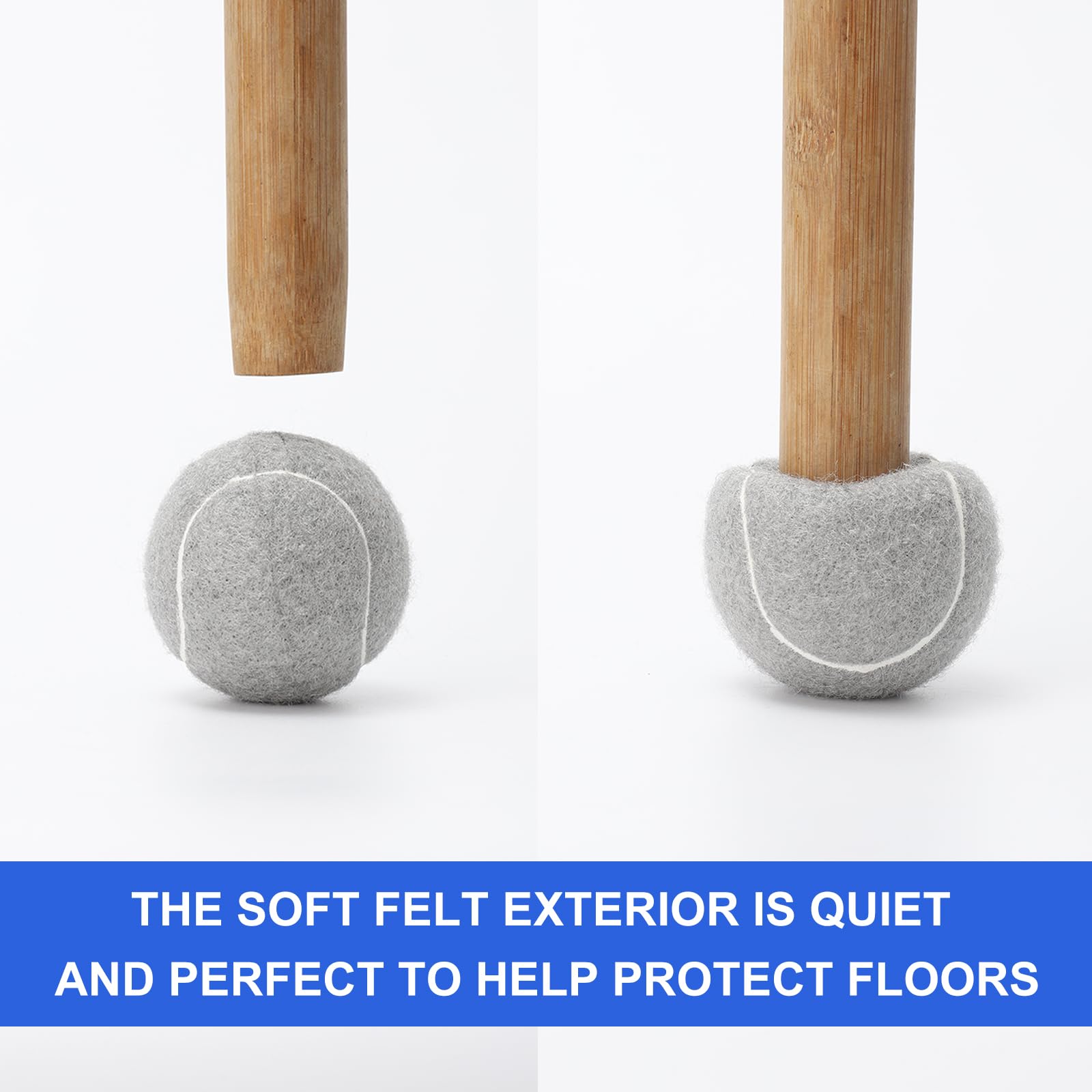 Walker Tennis Balls for Walkers - Heavy Duty Precut Glide Balls with Felt Pad - Universal Fit for Furniture Legs & Floor Protection - Ideal for Seniors, Mobility Aids & Hardwood Floor Care