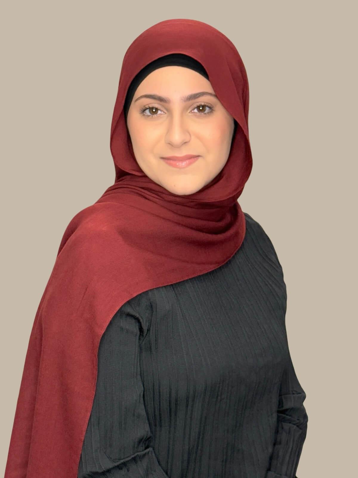 Royal Burgundy Cotton Modal Hijab for Women - Soft & Breathable Scarf for Everyday Wear, Prayer, and Modest Fashion