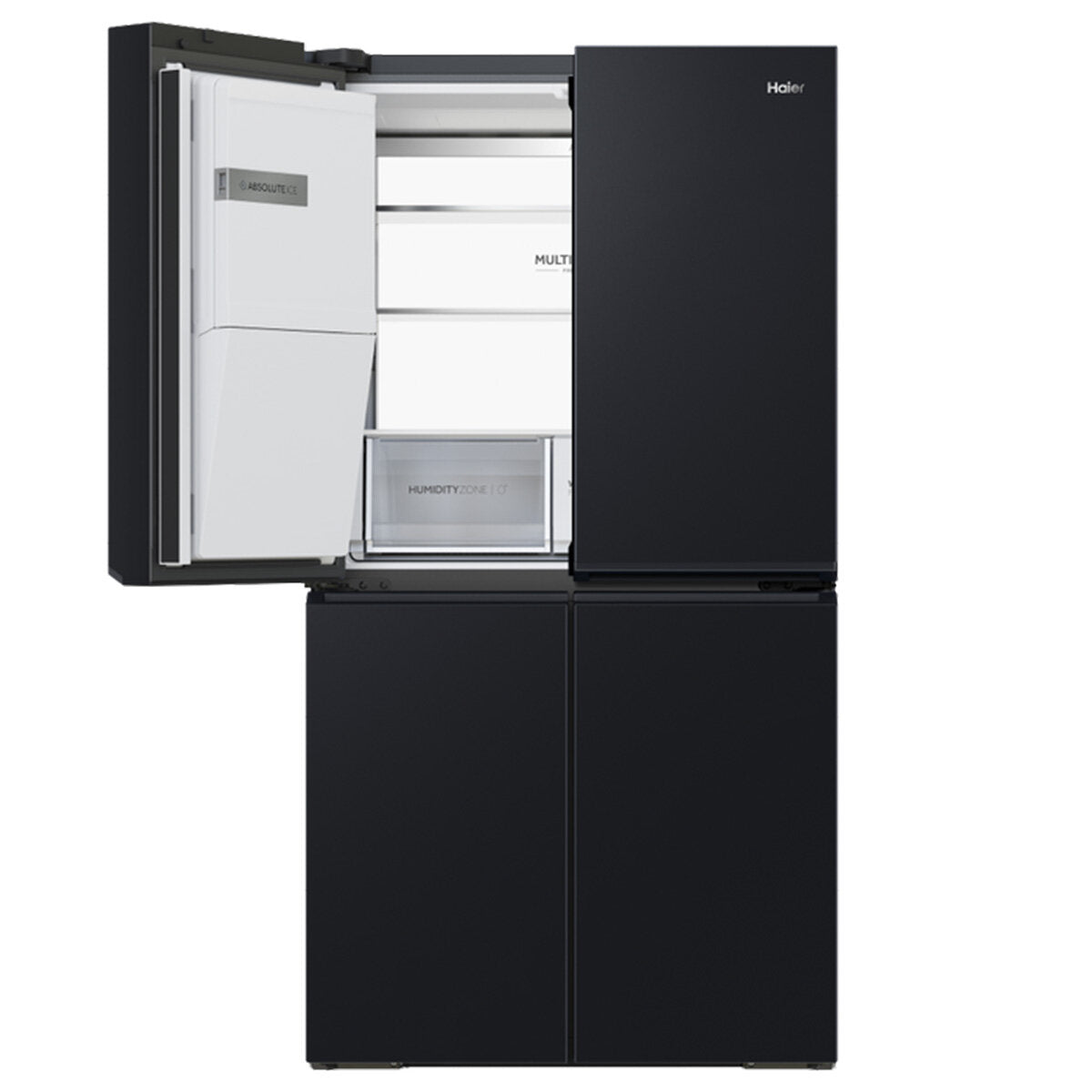 Haier 601L Quad Door Refrigerator with Ice and Water Dispenser - Black Stainless Steel HRF680YZC | Large Capacity French Door Fridge for Family Kitchen, Entertaining & Bulk Grocery Storage
