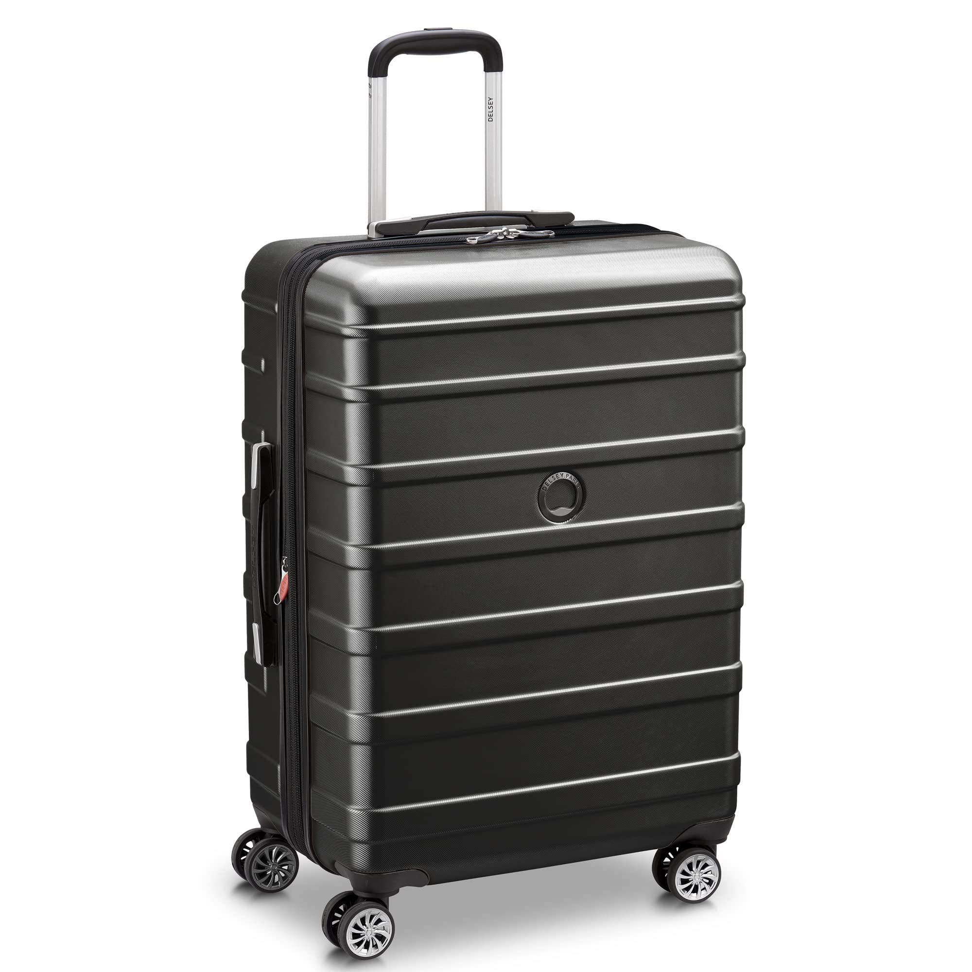 Delsey Paris Margot Hardside Luggage 24-Inch - Expandable Spinner Suitcase with Dual Wheels, Spacious Compartments for Men & Women (Black) - Perfect for Air Travel, Business Trips & Vacation Packing