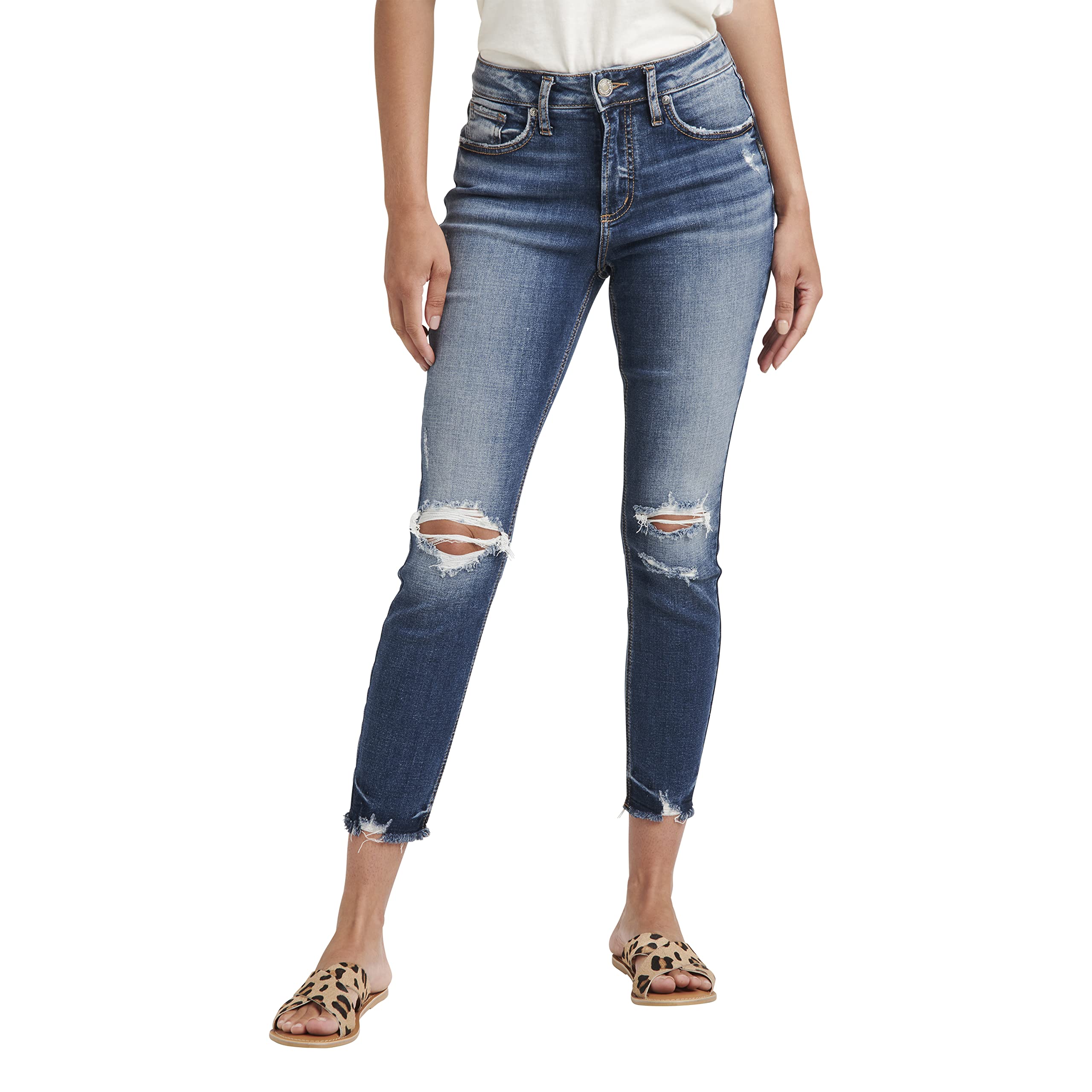 Silver Jeans Co. Women's Avery High Rise Skinny Crop Jeans - Stretch Denim Pants for Casual Wear & Everyday Outfits | Perfect for Work, Dates & Weekend Looks