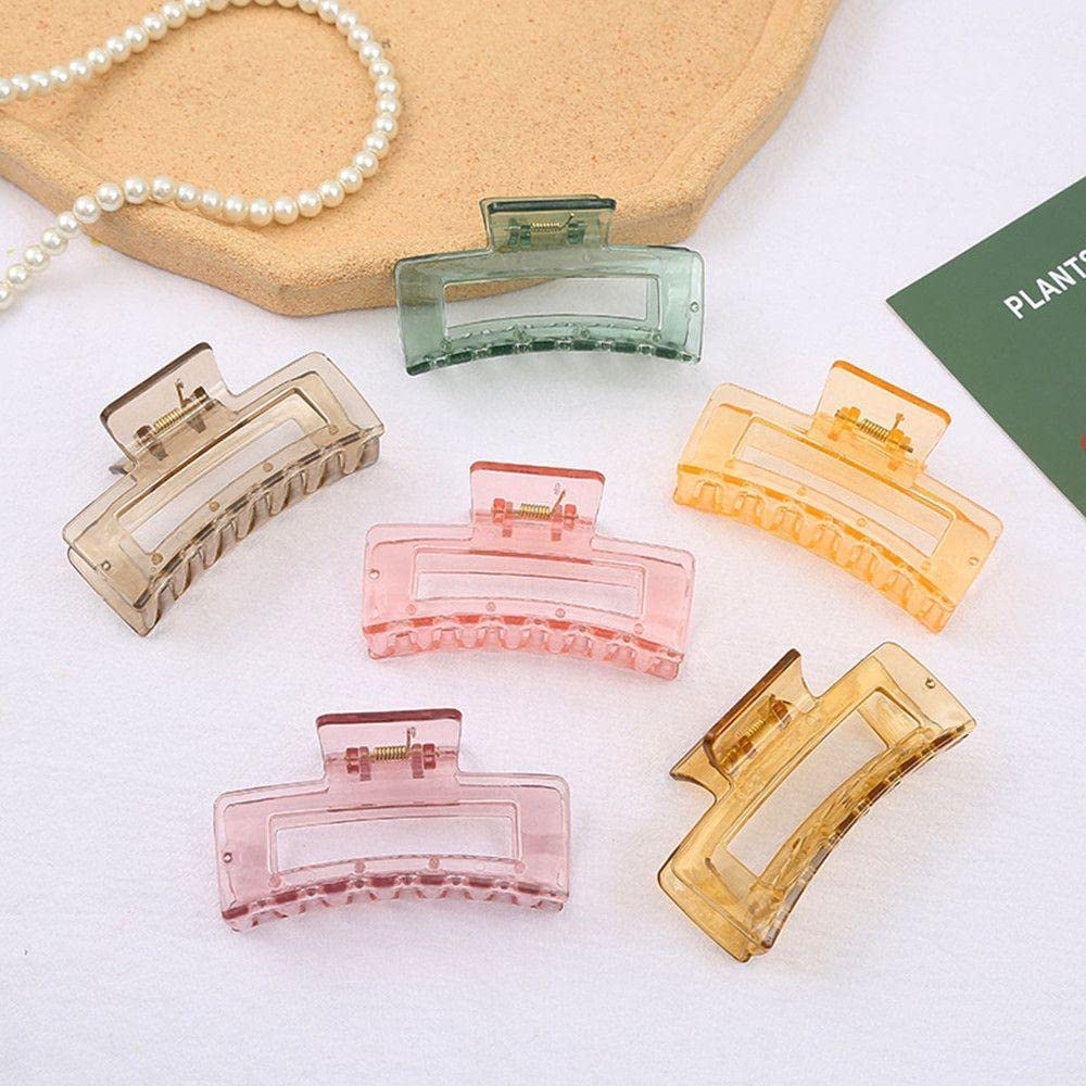 Clear Hair Claw Clips for Women - Large Crystal Resin Hair Clips for Thick & Fine Hair - Invisible Transparent Big Jaw Hair Accessories - Perfect for Updos, Ponytails & Everyday Styling (Transparent)